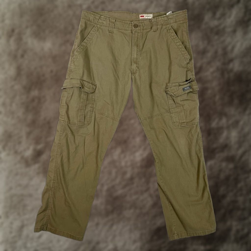 Wrangler Wrangler Cargo Pants Mens 38x30 Relaxed Fit Khaki Tan Stretch Utility Casual Pant Straight Leg Cotton Spandex Canvas Bedrock Size US 38 / EU 54 - 1 Thumbnail