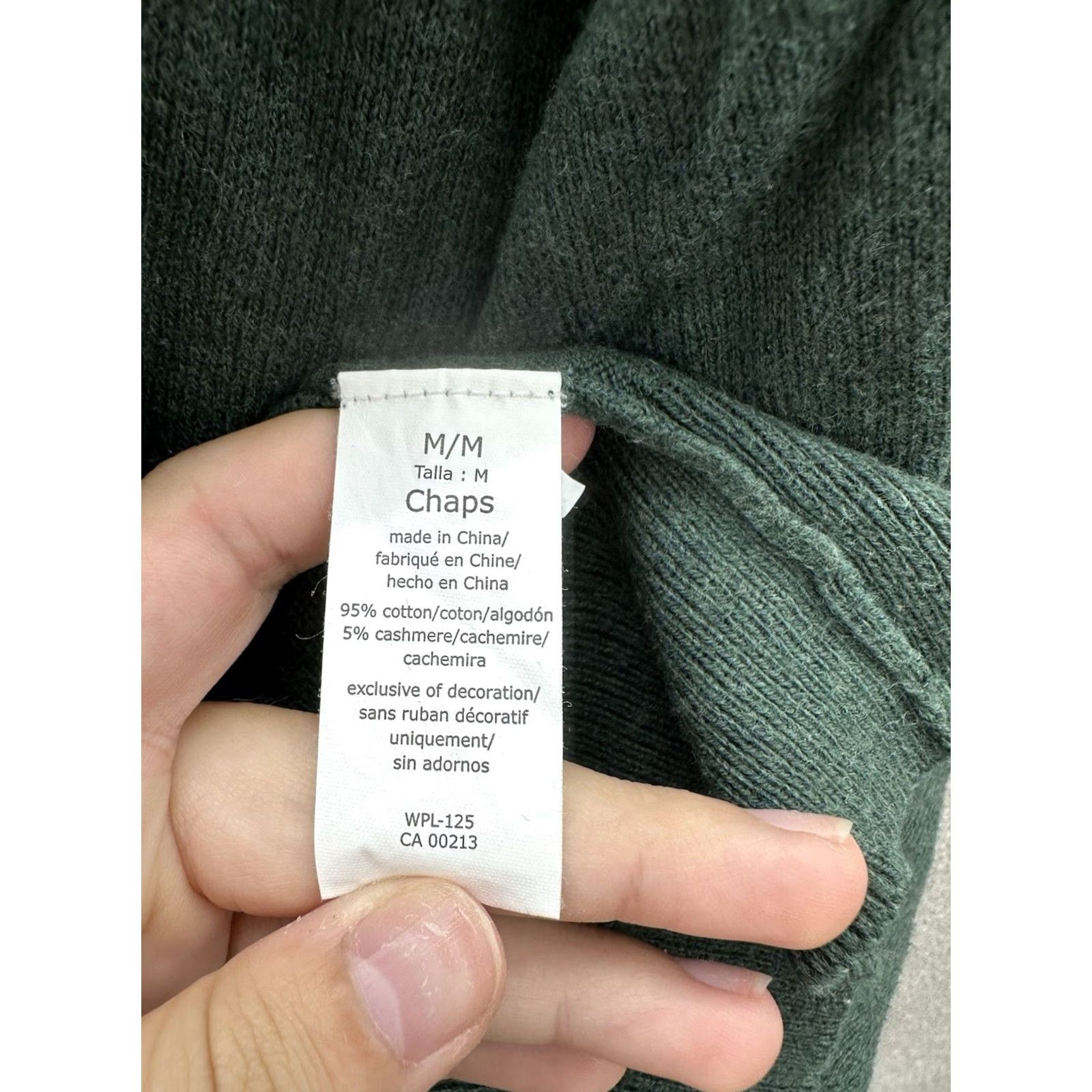 Chaps Chaps Mens Sweater Size Medium Green Long Sleeve V-Neck Cotton Cashmere Pullover Knit Regular Mens Middleweight Casual Knitwear Size US M / EU 48-50 / 2 - 6 Thumbnail