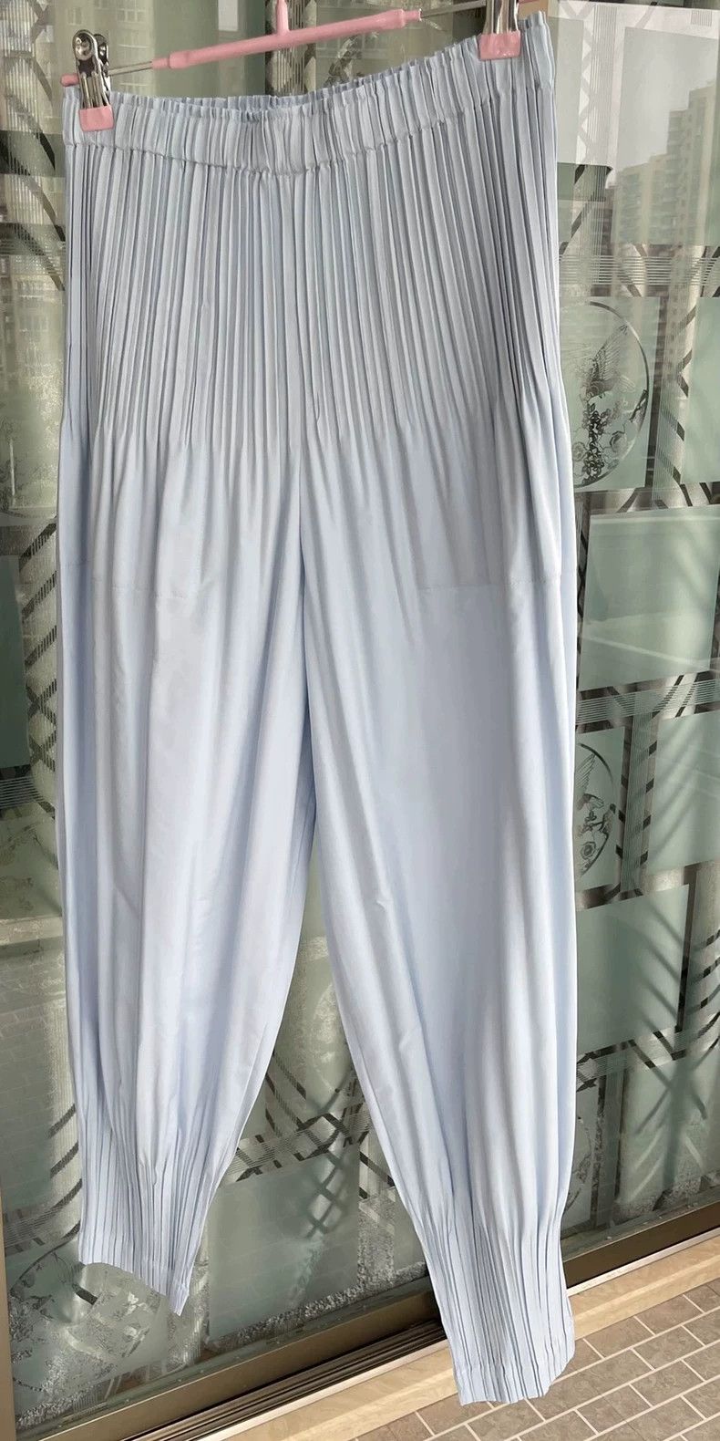 Issey Miyake Issey Miyake size:3 Baby blue cream puff trousers Size 22" - 3 Thumbnail