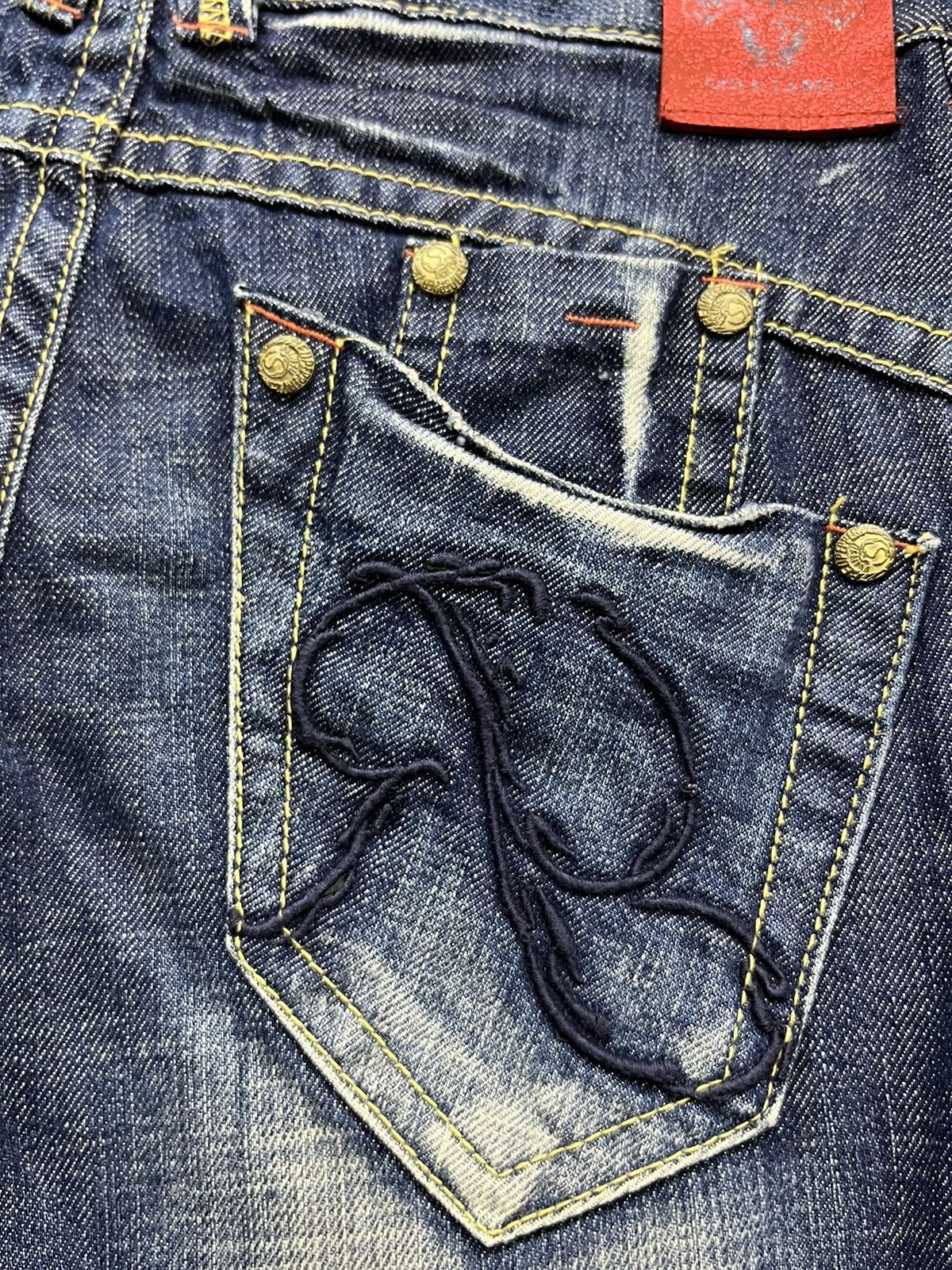 Arts & Science FYE TATTOO🔥RED PEPPER Butterfly Embroidery Wide Flare Denim Size 29" - 12 Thumbnail