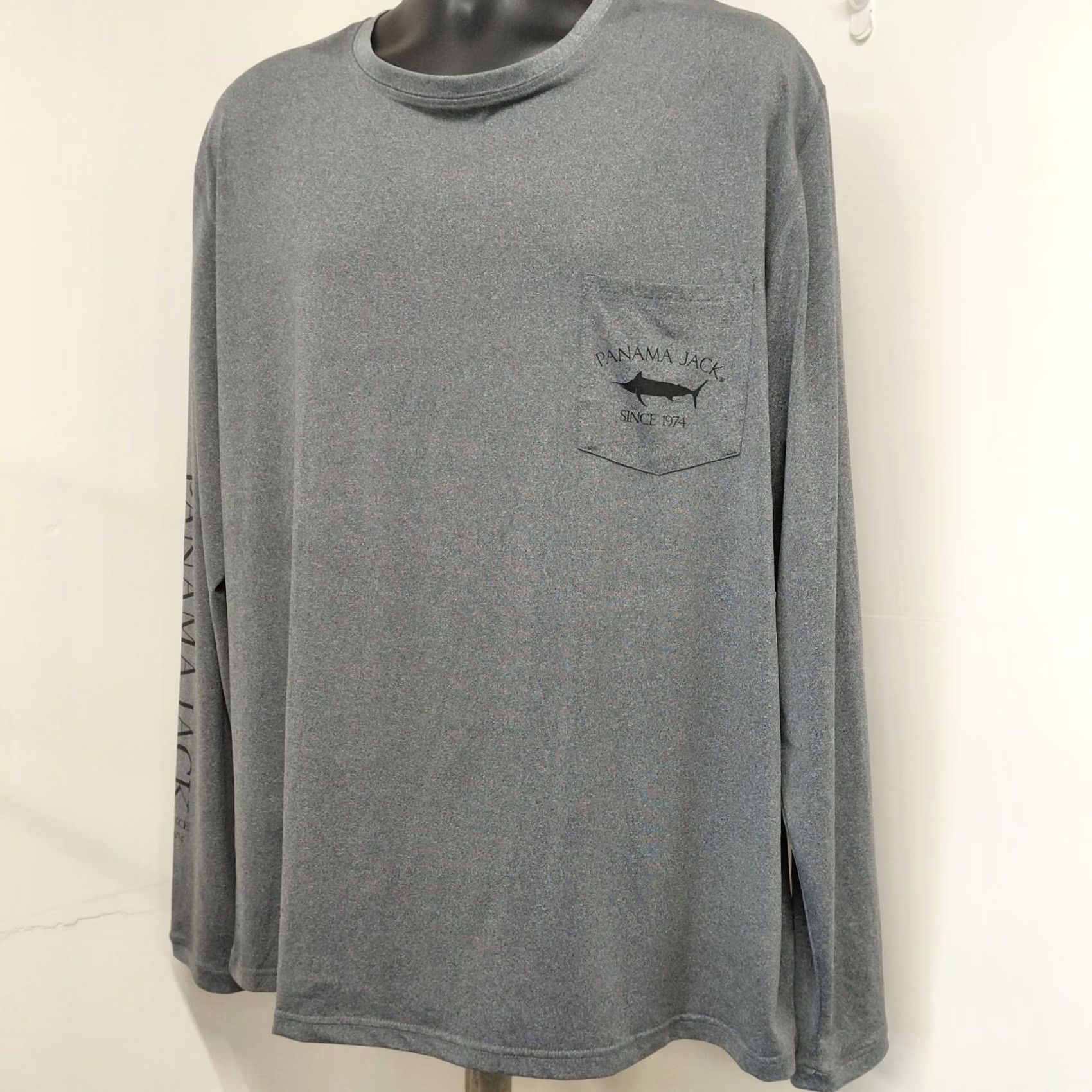 Panama Jack Panama Jack Fishing Shirt Men XXL Gray Front Pocket UPF 50 Logo Pocket Breathing UV Protection S/S Crew Neck T-Shirt Size US XXL / EU 58 / 5 - 4 Thumbnail