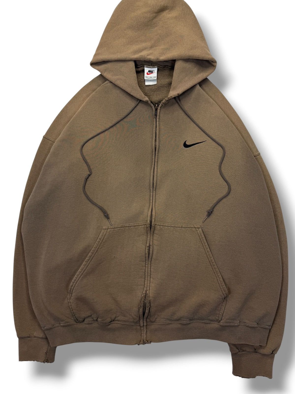 Nike Vintage 90’s Faded Brown Nike Swoosh Zip Up Hoodie Size US XXL / EU 58 / 5 - 2 Thumbnail
