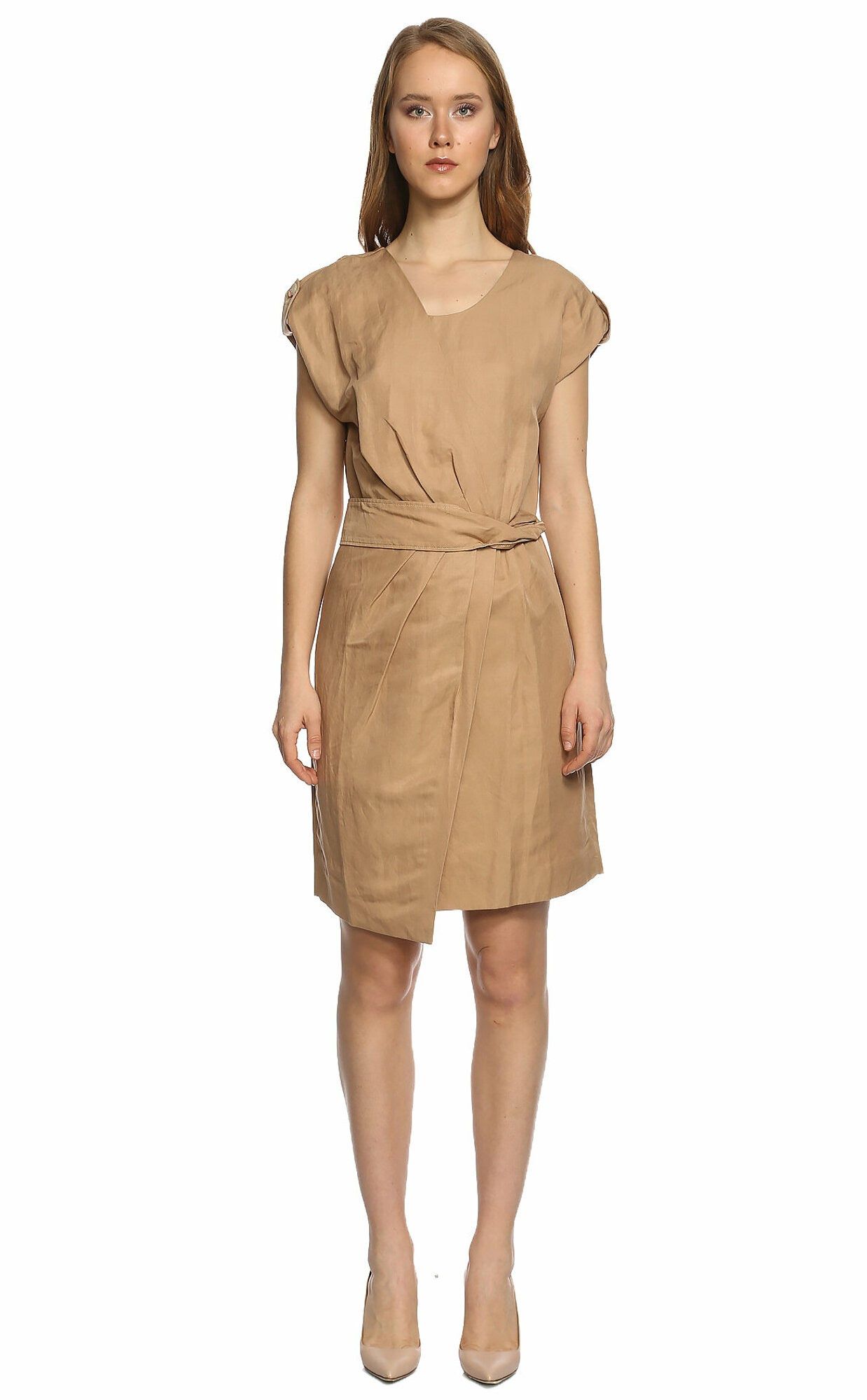Viktor & Rolf VIKTOR & ROLF beige linen cotton belted sheath dress 8 44 Size M / US 6-8 / IT 42-44 - 1 Thumbnail