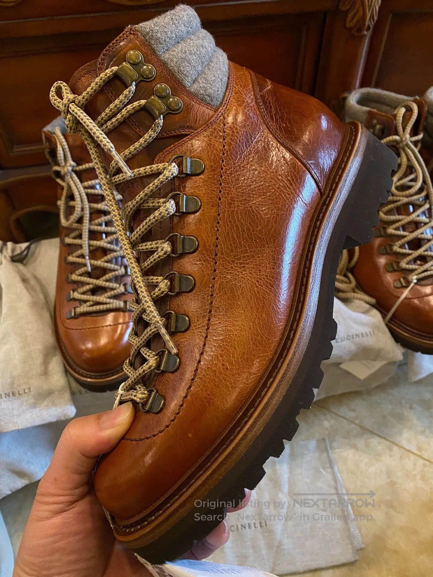 Brunello Cucinelli Brown Leather Hiking Boots Size 9. Size US 9 / EU 42 - 1 Thumbnail