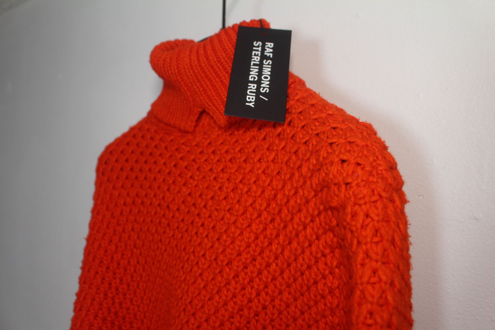Raf Simons × Sterling Ruby FW14 Orange Wool Elongated Neck Sweater Size US M / EU 48-50 / 2 - 5 Thumbnail