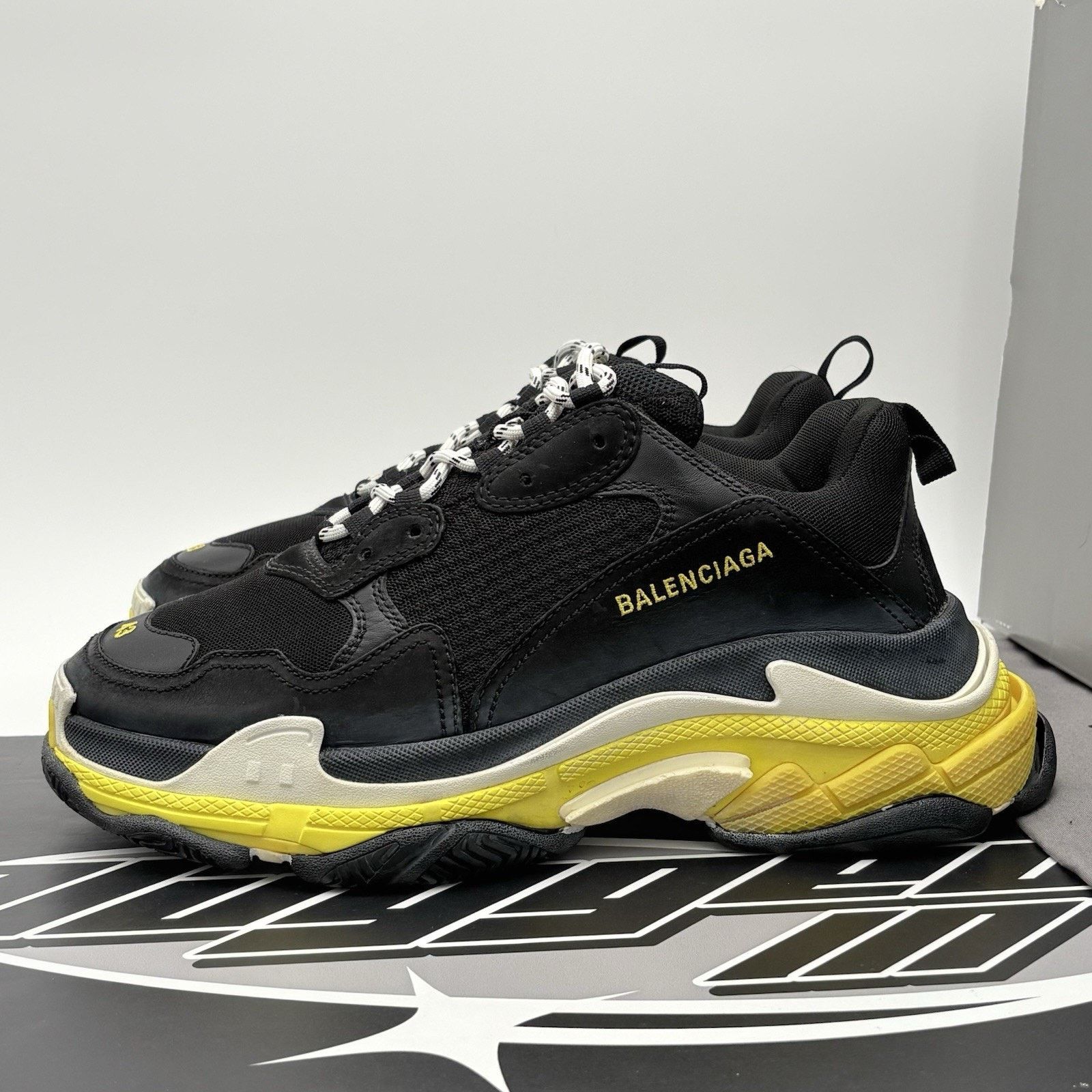 Balenciaga Balenciaga Triple S ' Black Yellow ' | SUPER CLEAN! Size US 10 / EU 43 - 1 Thumbnail