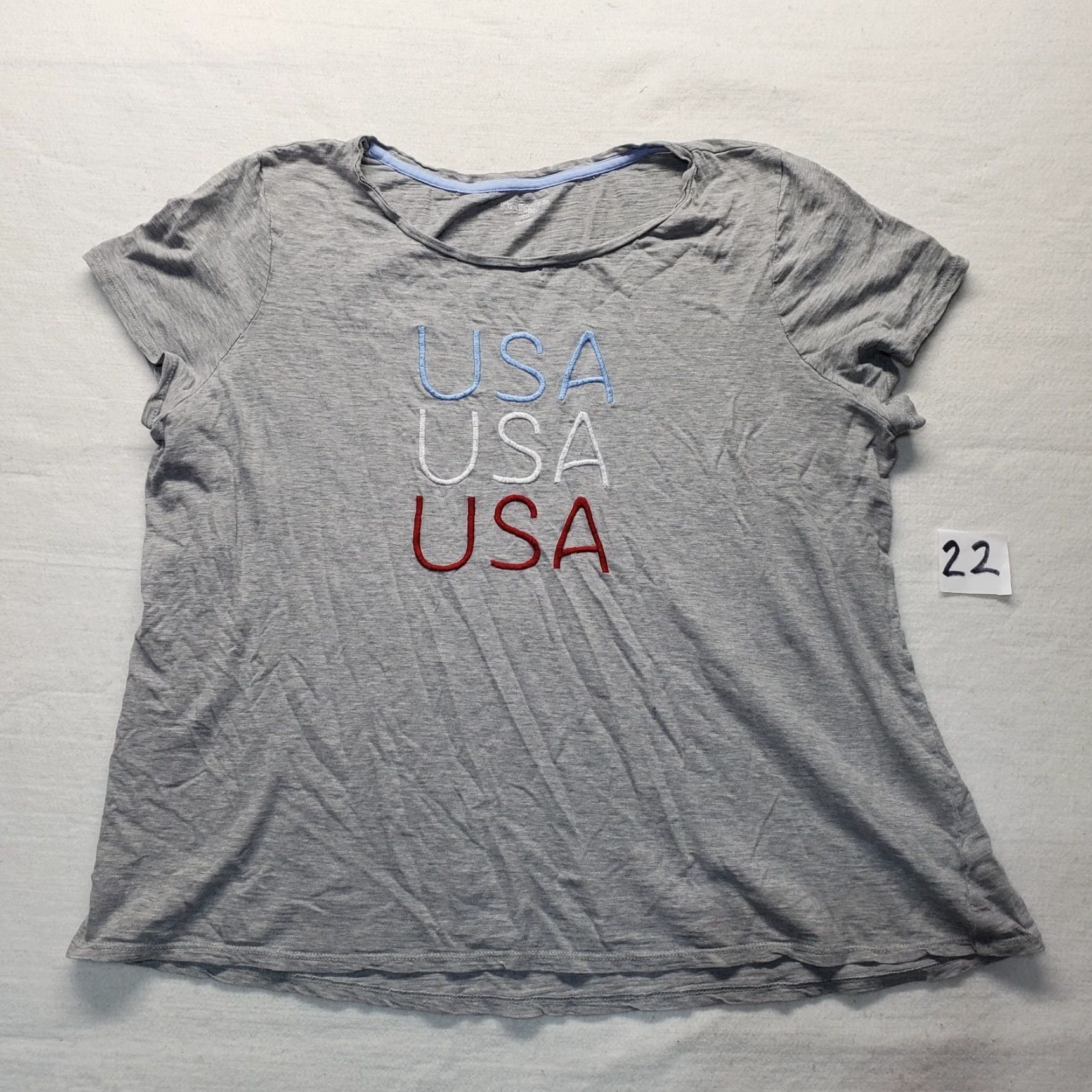 Vintage Kim Rogers USA Gray Short Sleeve Shirt Womens PXL Petite Size T-Shirt 4th Patriotic USA Size XL / US 12-14 / IT 48-50 - 2 Thumbnail