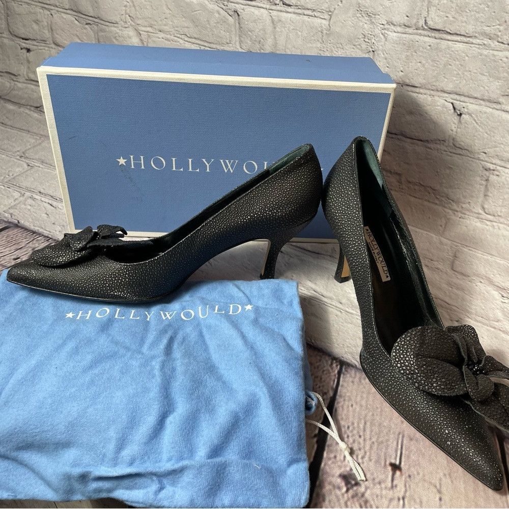 Other New Hollywould Grey Leather Detachable Flower Shoes Made In Size US 8 / IT 38 - 7 Thumbnail