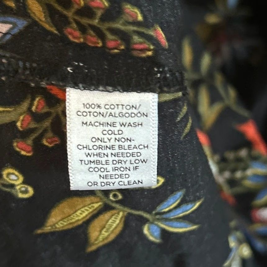 Ann Taylor VINTAGE Ann Taylor LOFT Blouse Black Floral Long Puff Sleeve 100% Cotton Medium Size M / US 6-8 / IT 42-44 - 5 Thumbnail
