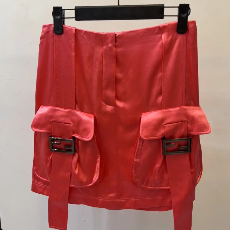Fendi Fendi Pink Silk Blend Mini Skirt for Summer 0089 Size 22" - 1 Thumbnail