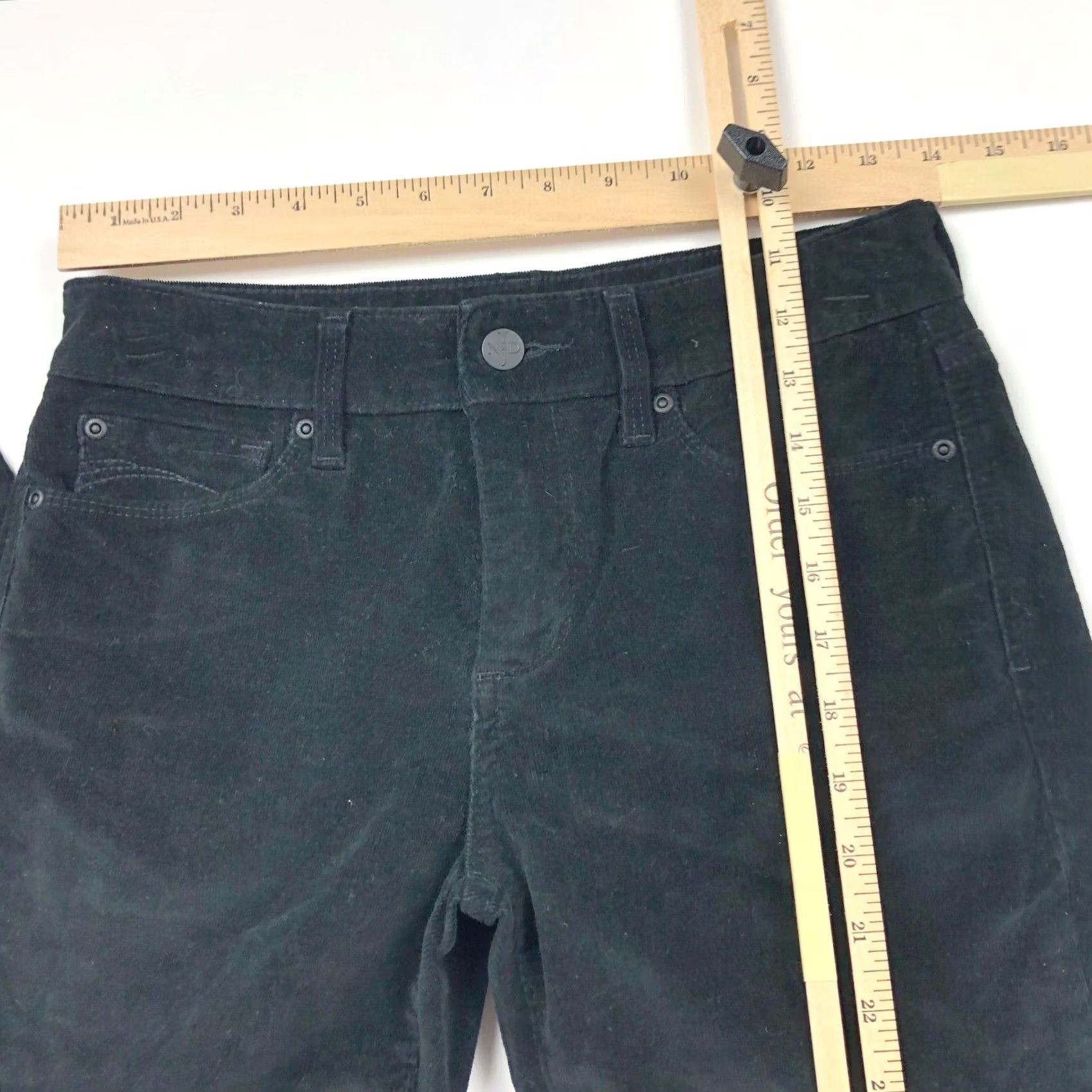 NYDJ NYDJ Legging Velour Pants Black Womens 2 / 36 28W 30L Velour Stretch Cotton Blend Spandex Skinny Rise Mid Inseam 30in Cotton Blend Regular Size 26" / US 2 / IT 38 - 5 Thumbnail