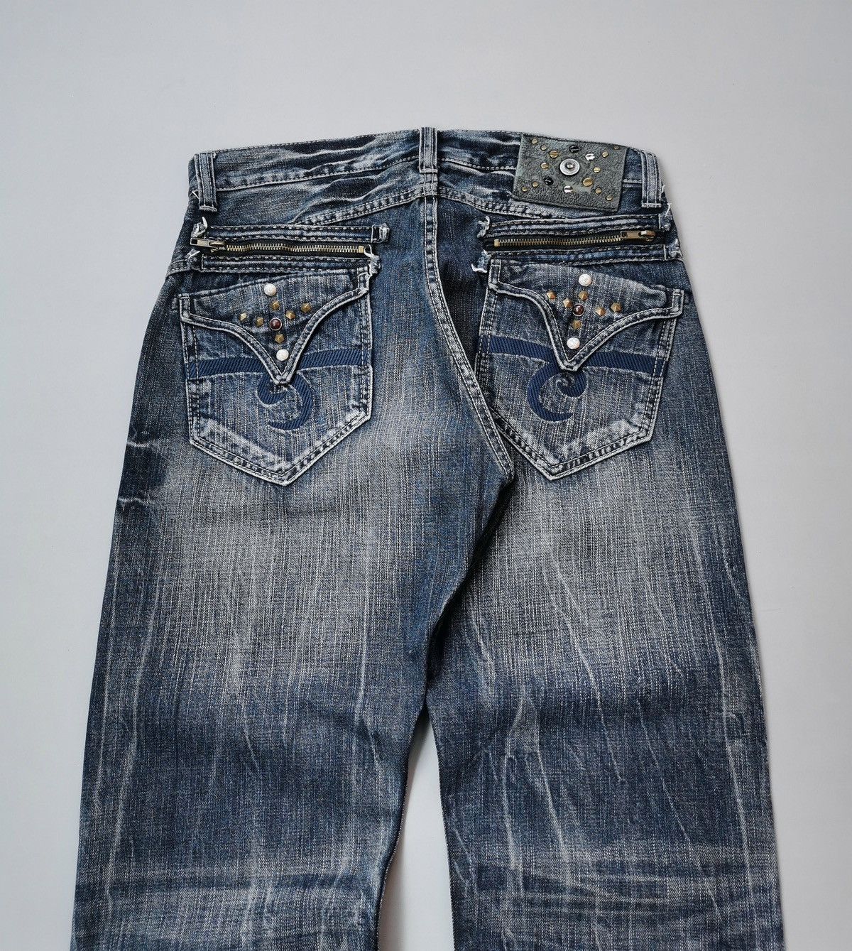 Le Grande Bleu (L.G.B.) Villand Whiskering w/studded Pocket Denim Jeans Size US 32 / EU 48 - 3 Thumbnail