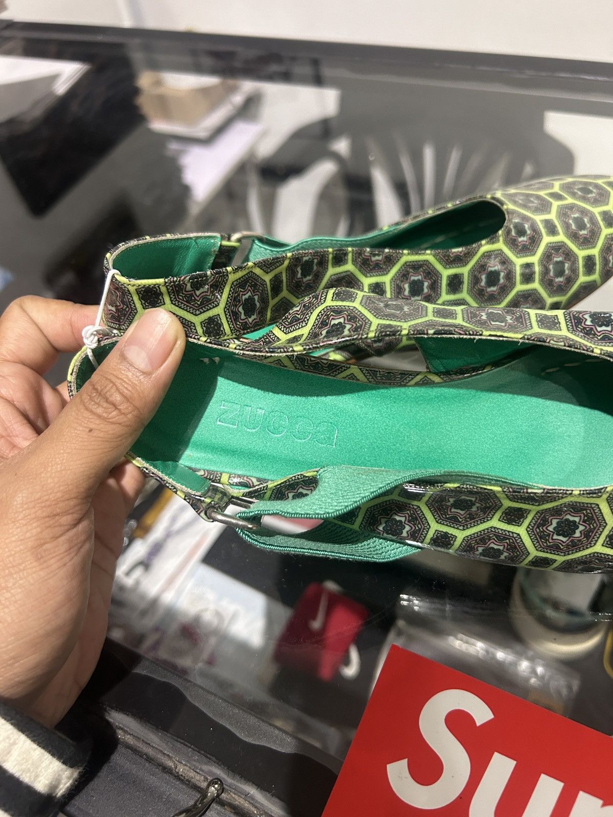 Zucca ZUCCA SANDAL GREEN PATTERN VERO CUOIO ITALIAN MADE Size US 6 / IT 36 - 3 Thumbnail