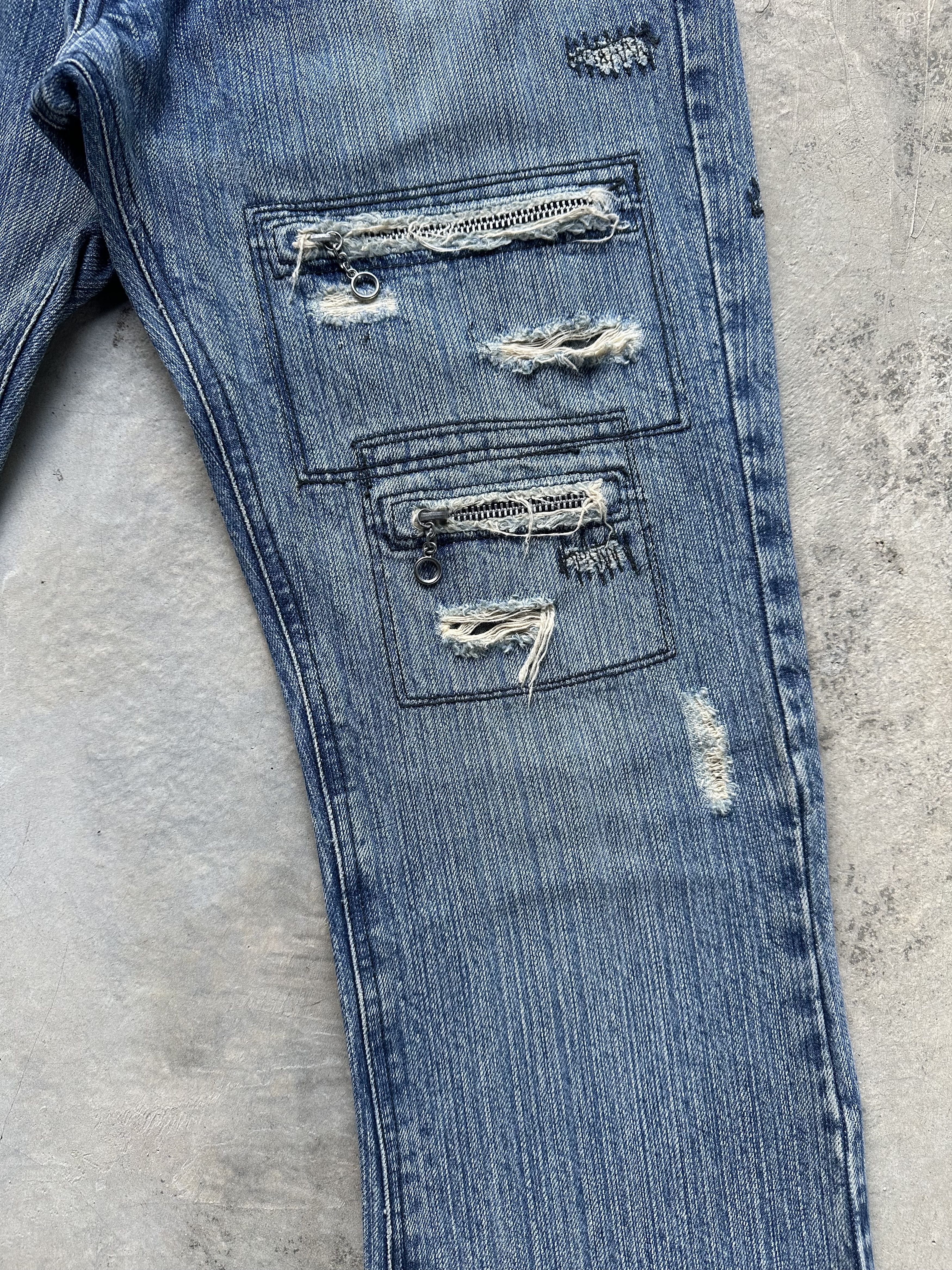 If Six Was Nine Differency by Rupert Edge Mud Paint Patchwork Denim Jeans Size US 30 / EU 46 - 10 Thumbnail