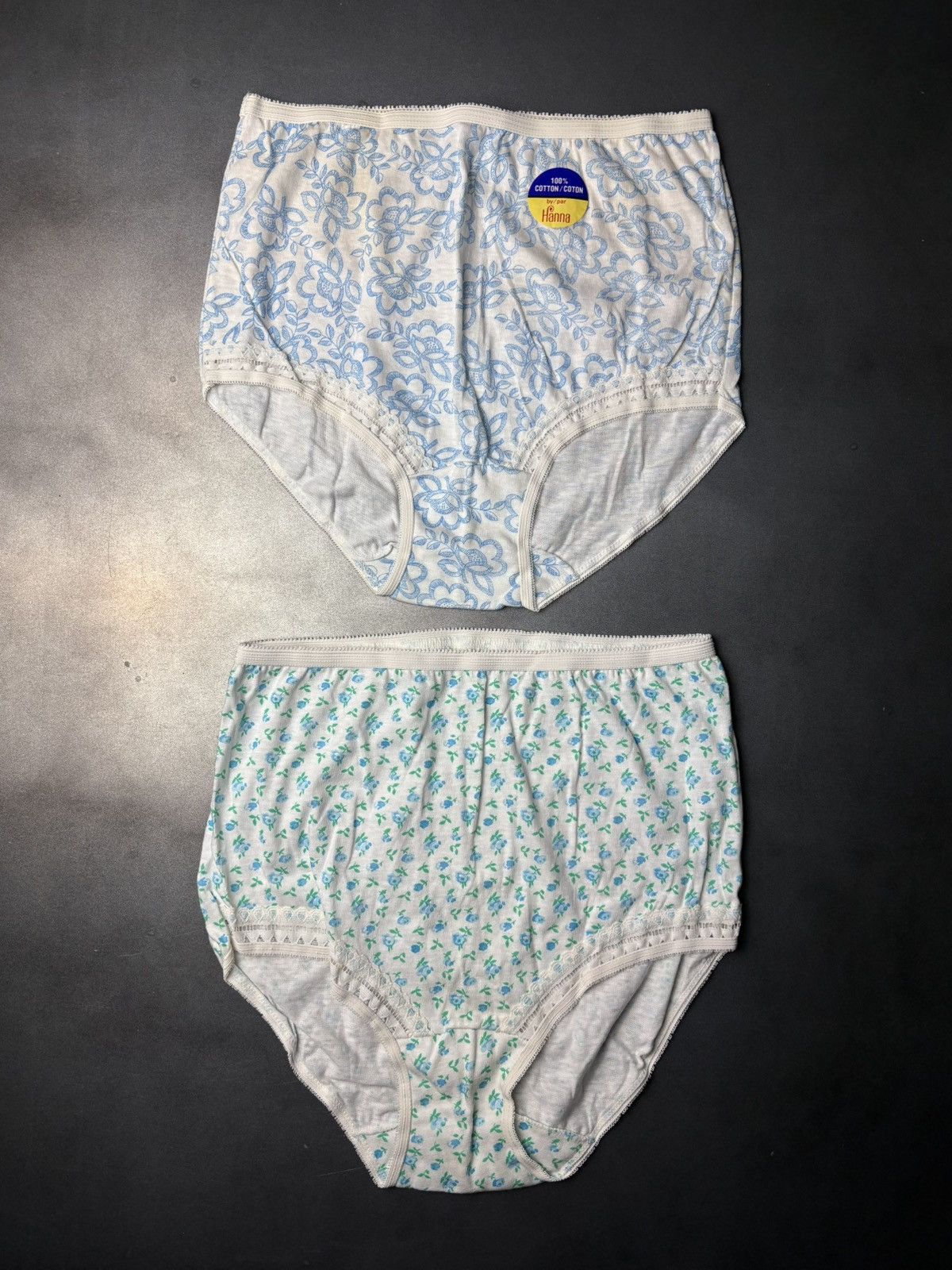 Vintage 2 Pairs of 1970s Floral Granny Panties Hanna Underwear High Size ONE SIZE - 2 Thumbnail