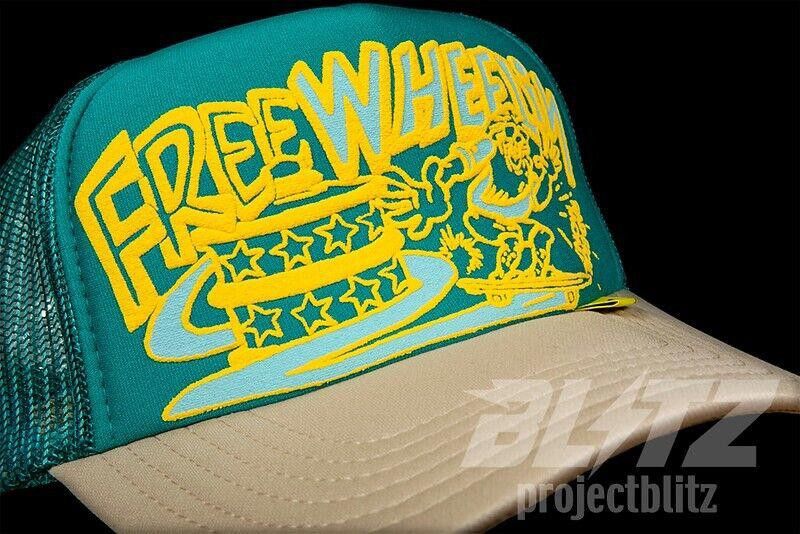 KAPITAL FREE WHEELIN TRUCKER CAP HAT TURQUOISE BEIGE