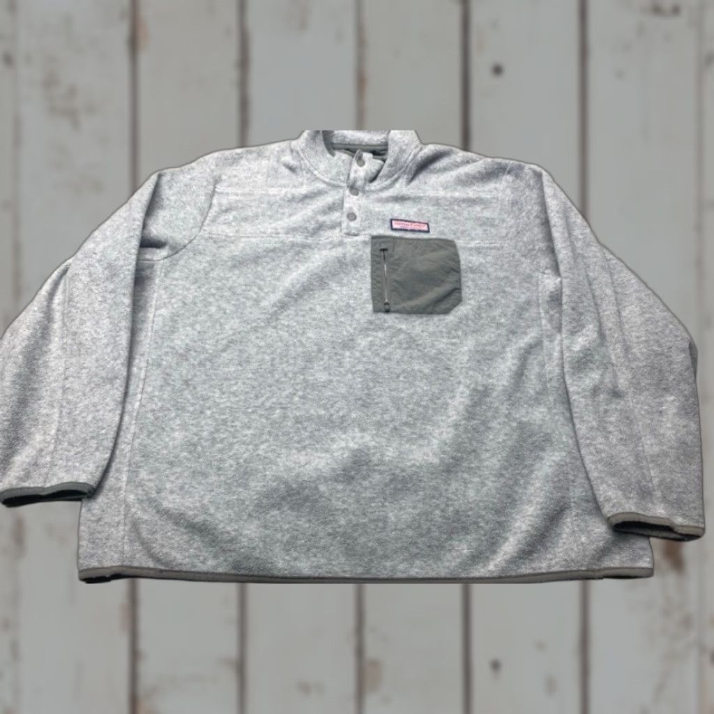 Vineyard Vines Vineyard Vines 1/4 Snap Pullover Fleece Sweater Mens 2XL Gray Active Golf 8276 Size US XXL / EU 58 / 5 - 1 Thumbnail