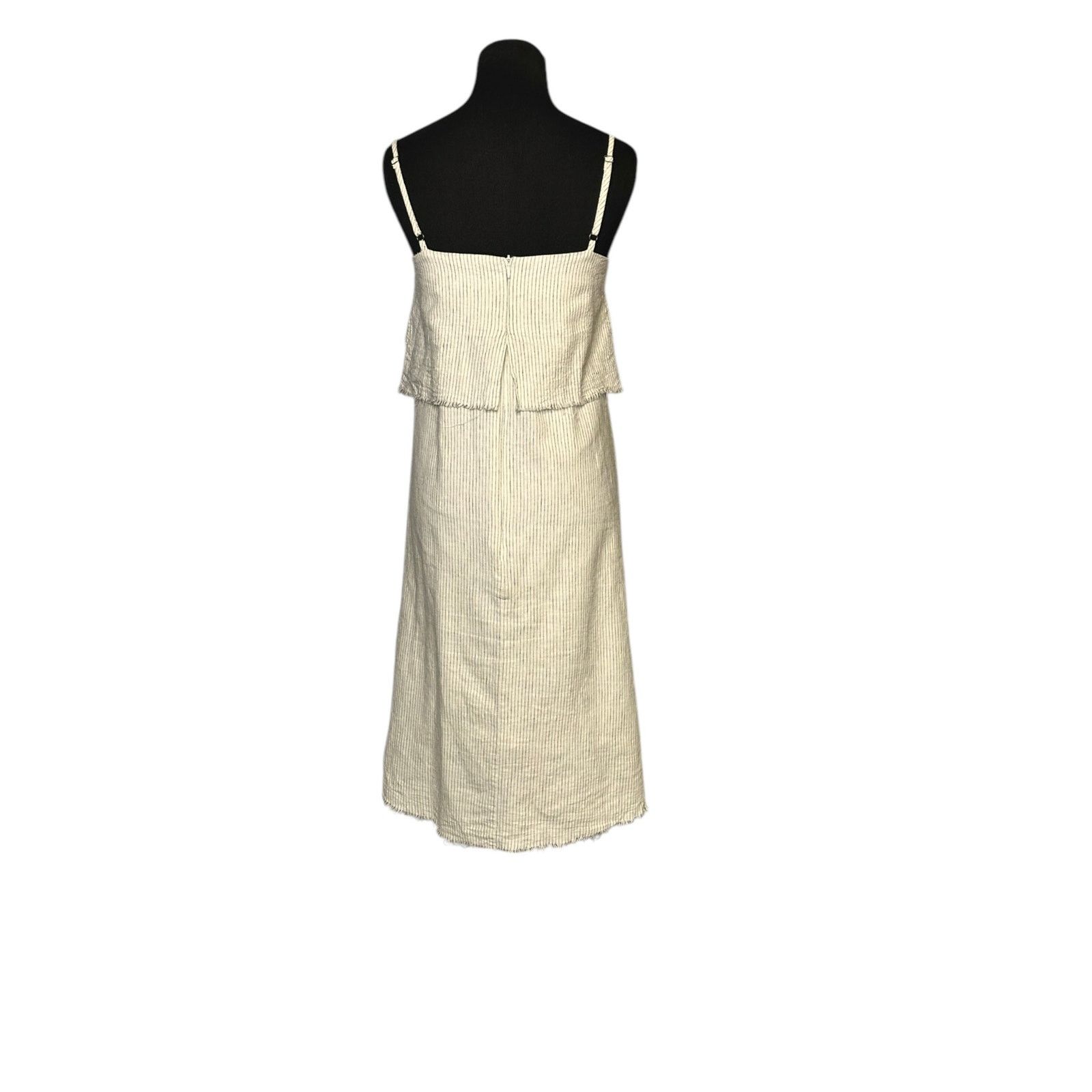 Zara ZARA Rustic Cream Pinstripe Linen Cami Dress size XS Size XS / US 0-2 / IT 36-38 - 9 Thumbnail