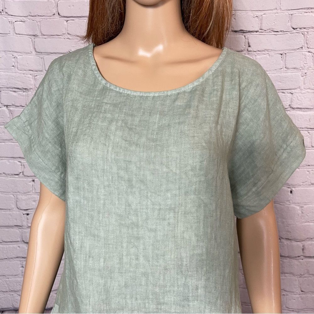 Other NWT New Terzo Millennio Sage Eyelet-trim Linen Top Made in Size S / US 4 / IT 40 - 2 Thumbnail