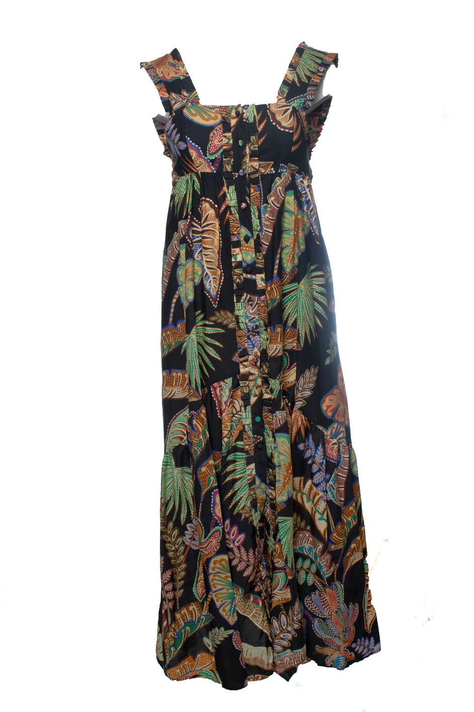 Farm Rio Farm Rio, Foliage sleeveless maxi dress in black Size XXS / US 00 / IT 34 - 1 Thumbnail