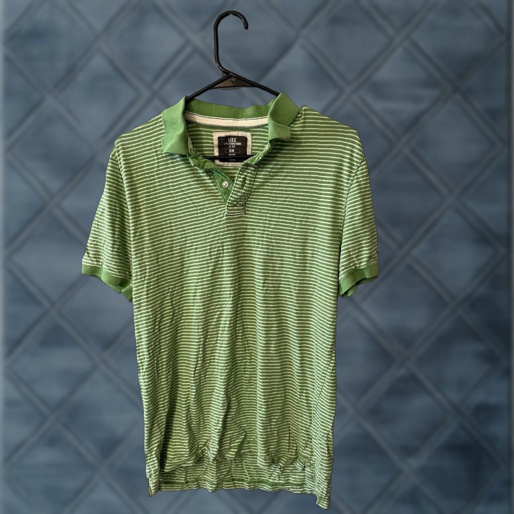 H&M VINTAGE Logg Polo Shirt Men Striped Short Sleeve Green Size M Adult Medium Cotton Pull-over Collared Casual Casual Mens Size US M / EU 48-50 / 2 - 1 Thumbnail