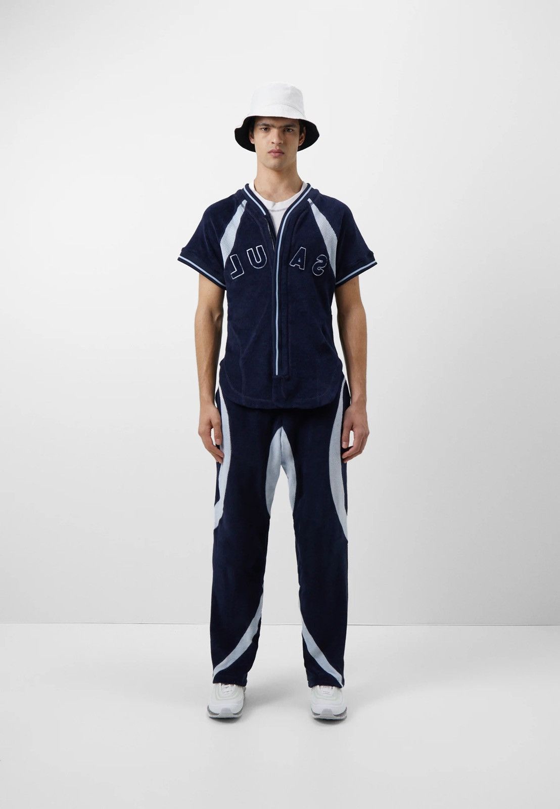 !DS! SS23 Saul Nash Big Logo Navy Paneled Zipped Top
