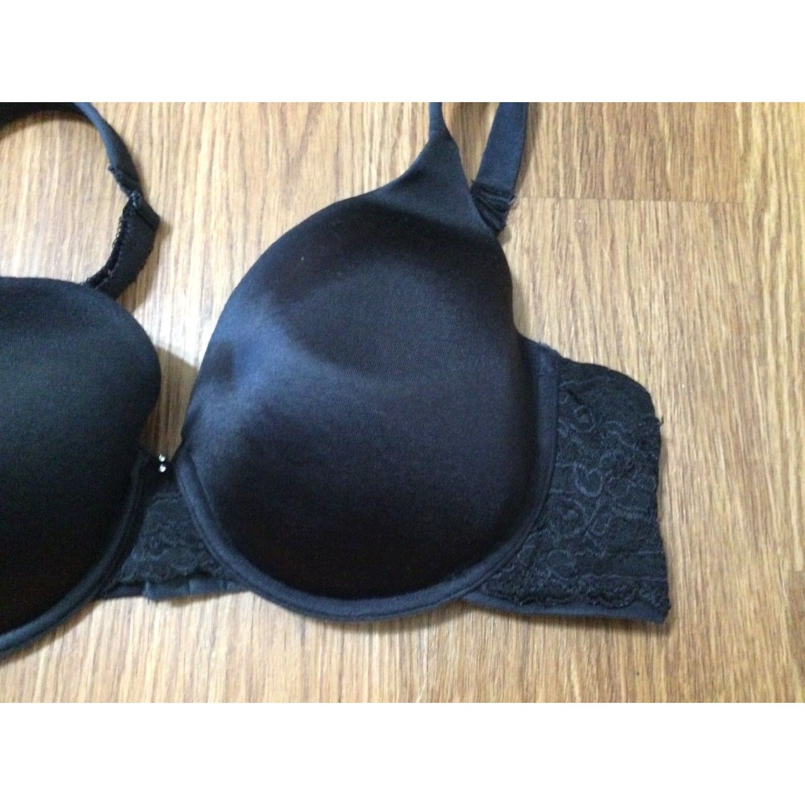 Vintage VINTAGE Vanity Fair Black Lace Rhinestone Full Coverage Bra 40C Womens Size ONE SIZE - 3 Thumbnail