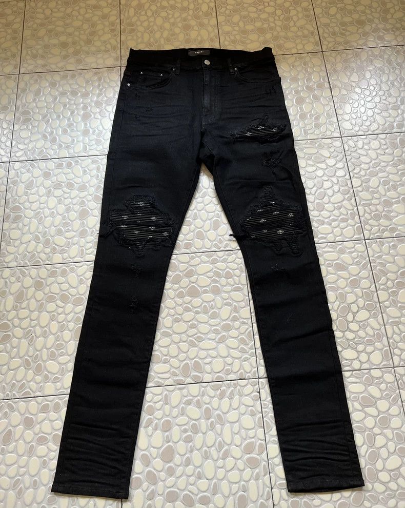 Amiri Amiri 17ss OG cashew flower mx1 patchwork black jeans 2501- Size US 34 / EU 50 - 1 Thumbnail