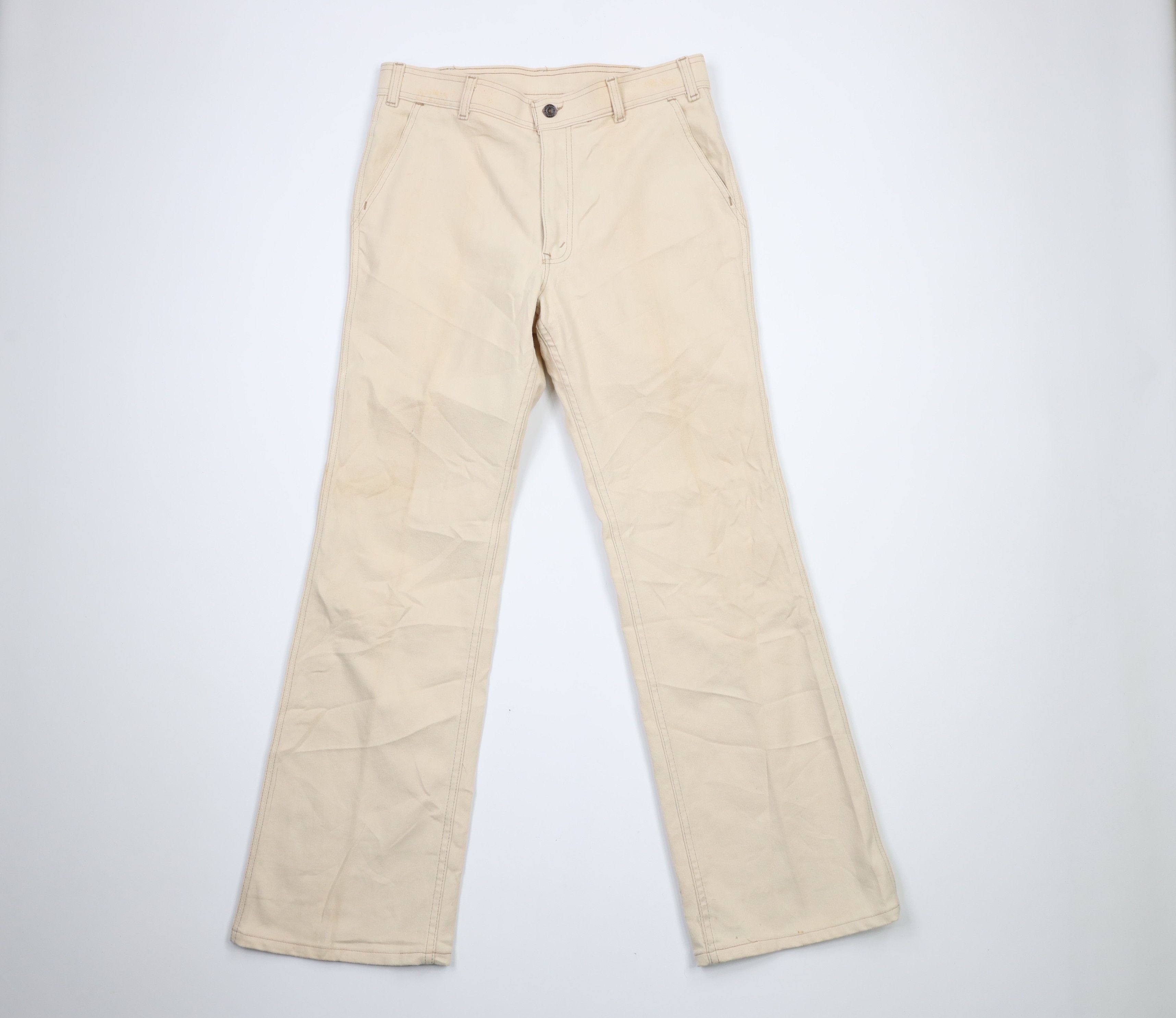 Levi's × Vintage Vintage 70s Levis Wide Leg Bell Bottoms Jeans Cream USA Size US 34 / EU 50 - 1 Thumbnail
