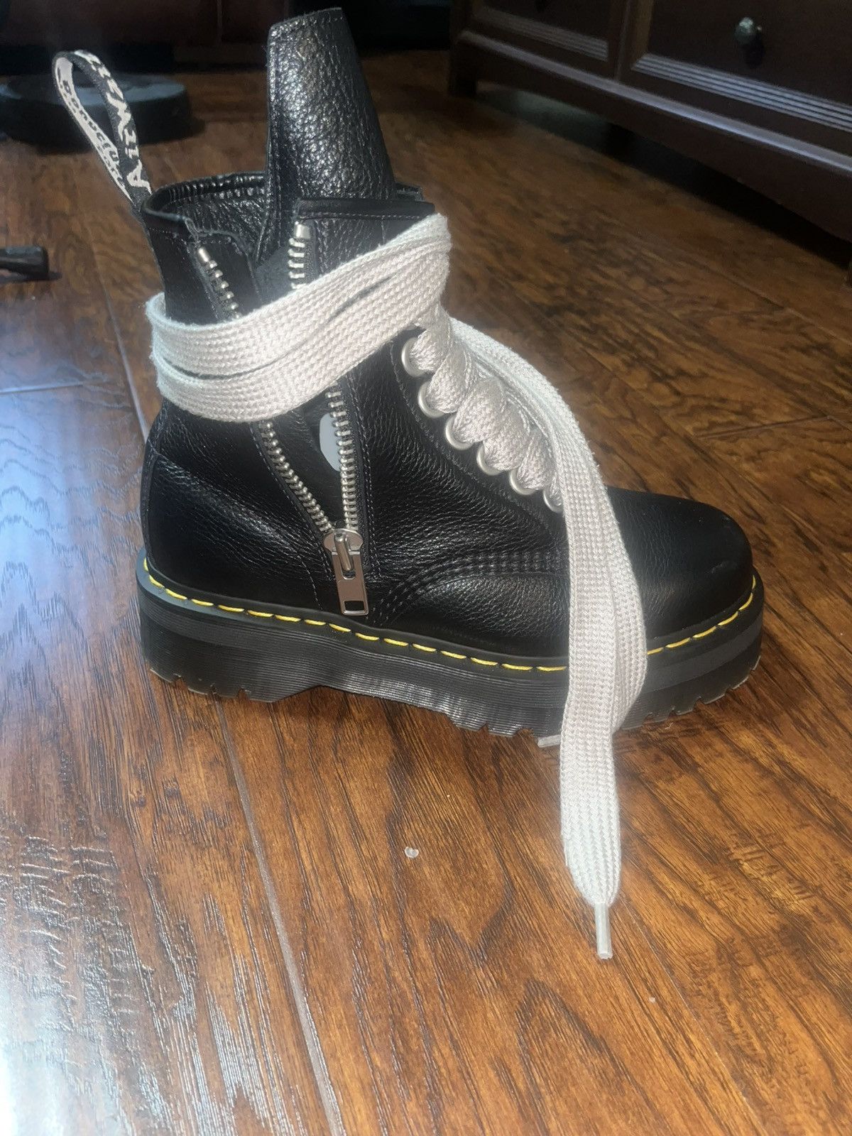 Designer × Dr. Martens × Rick Owens Dr Martens X Rick Owens 1460 Jumbo Lace Quad Leather Boots Size US 9 / EU 42 - 3 Thumbnail
