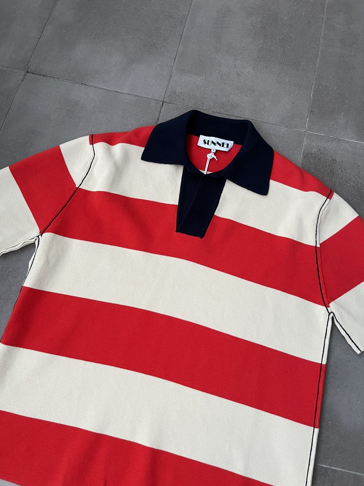 Sunnei !DS! SS23 Sunnei Maglia Unita S/S Stripped Polo Tee Size US M / EU 48-50 / 2 - 13 Thumbnail