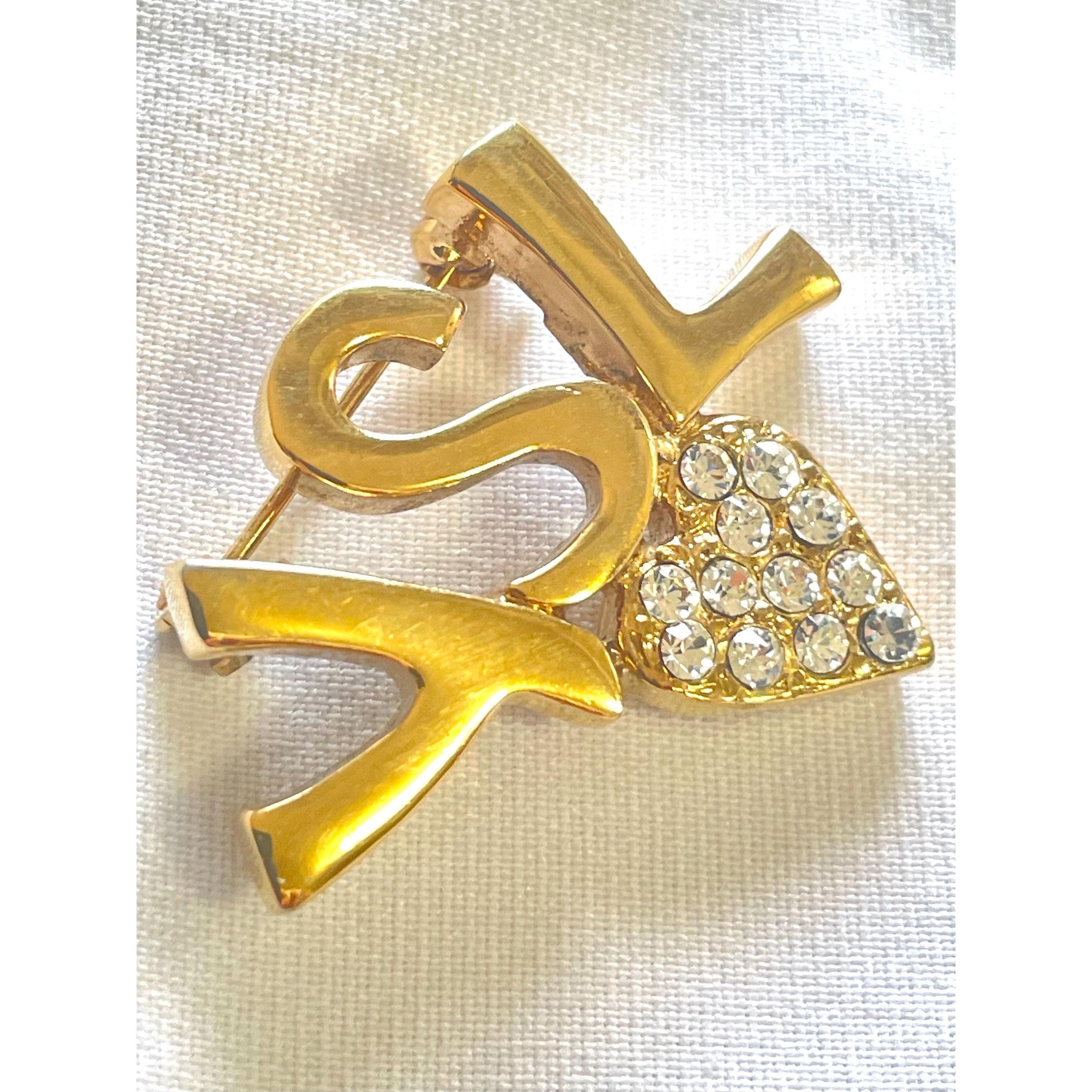 Yves Saint Laurent Vintage Yves Saint Laurent classic YSL logo and heart brooch Size ONE SIZE - 2 Thumbnail