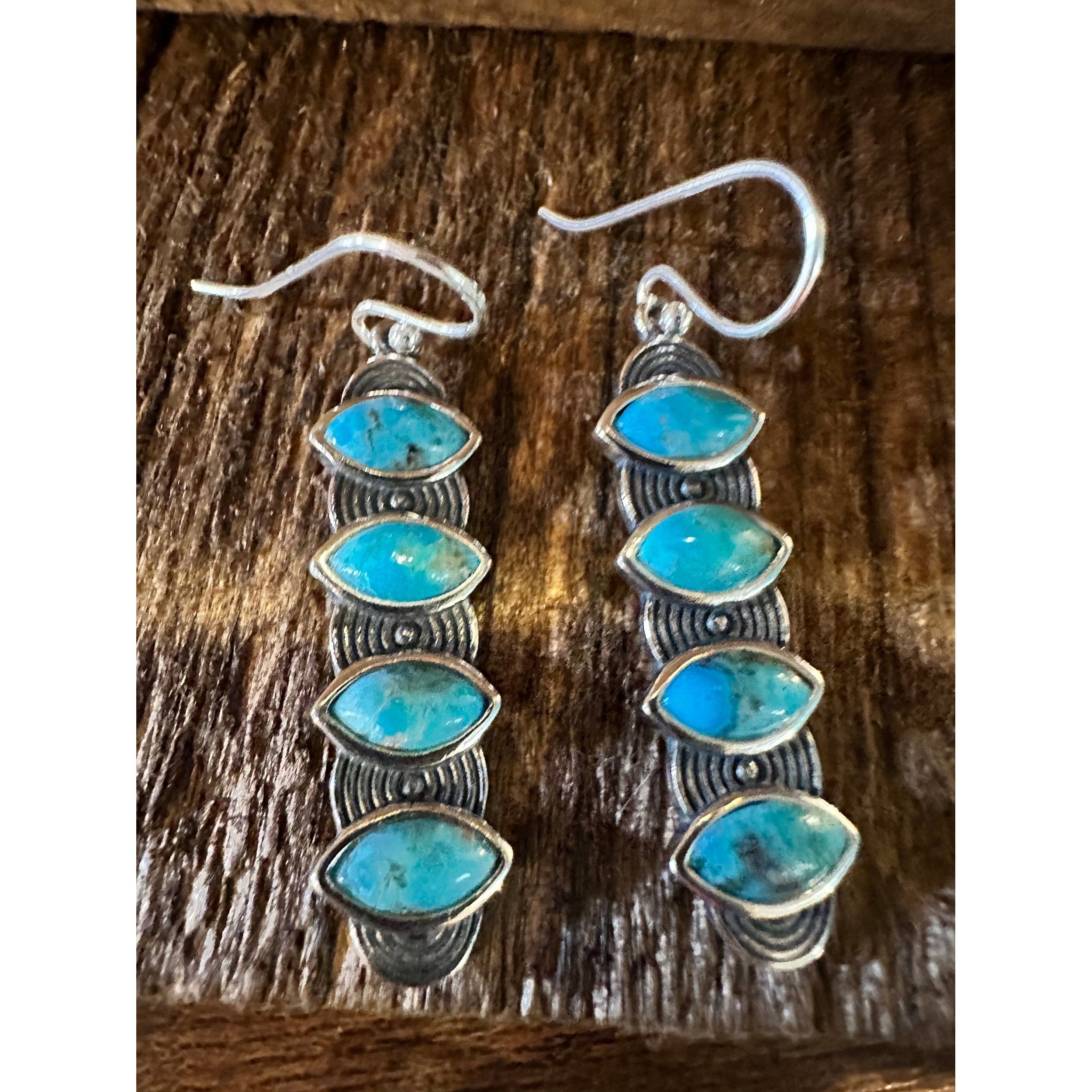 Other Navajo Valeria Turquoise Dangle Earrings in Sterling Silver, Size ONE SIZE - 6 Thumbnail