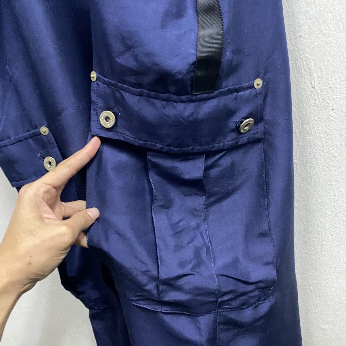 Loewe Loewe Navy Blue Silk Cargo Overalls Jumpsuit Size US 43 - 7 Thumbnail