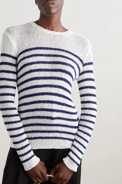 Valentino o1y0326 Crewneck Sweater in White/Blue Size M / US 6-8 / IT 42-44 - 2 Thumbnail