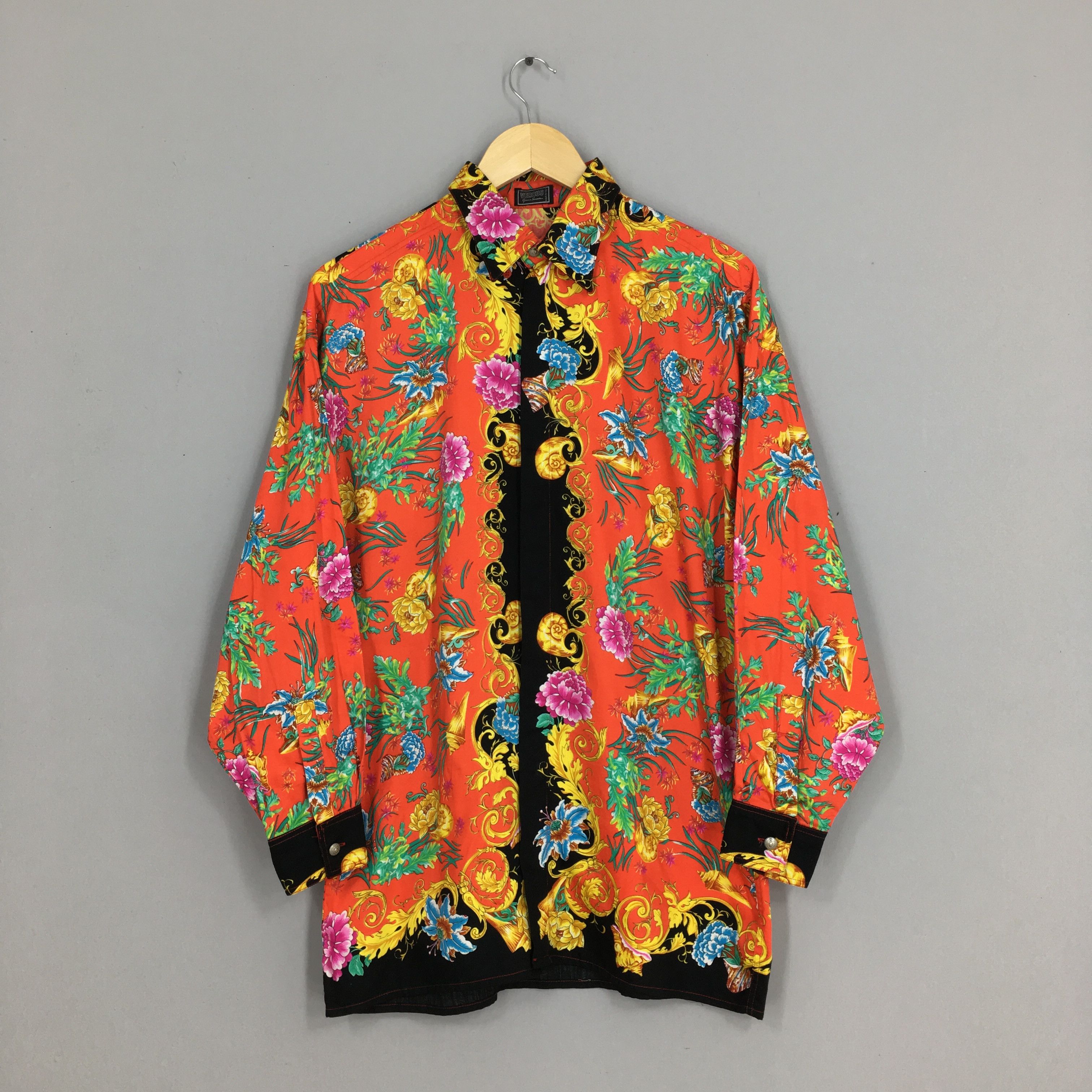 image of Vintage Versus Gianni Versace Baroque Floral Shirt Size S, Men's