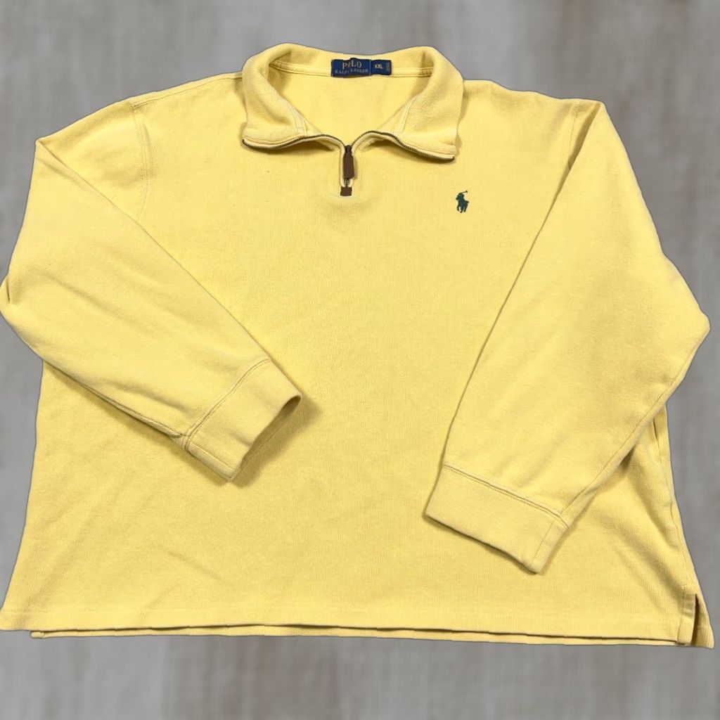 Polo Ralph Lauren Polo Ralph Lauren Sweater Men 2XL Yellow Pullover Quarter Zip Sweatshirt Size US XXL / EU 58 / 5 - 1 Thumbnail