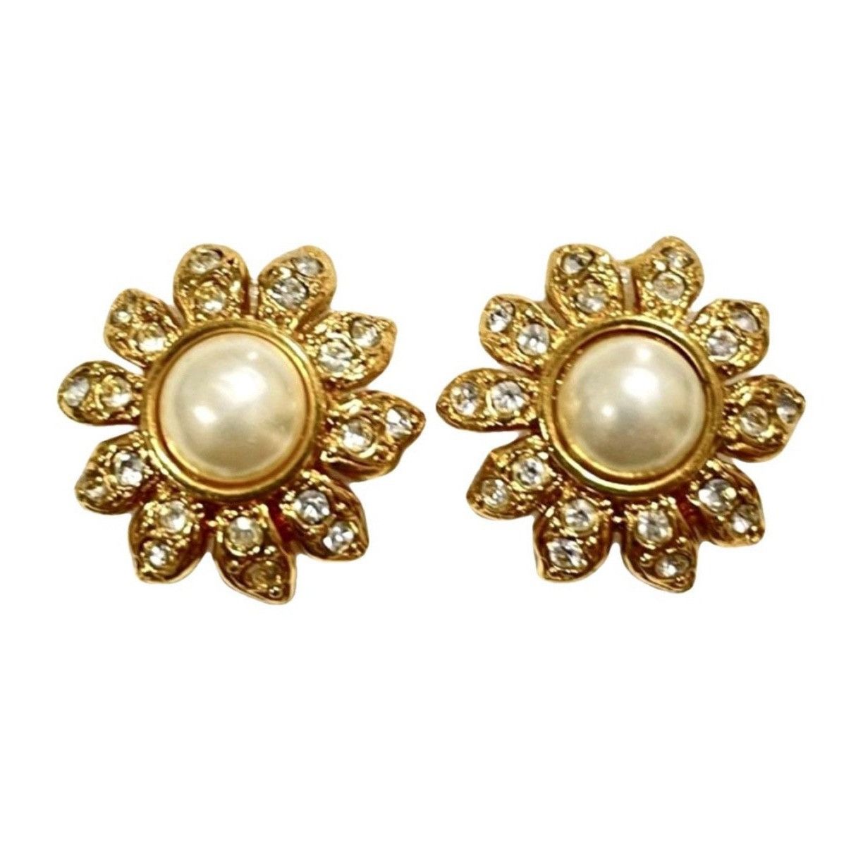 Chanel Vintage CHANEL golden sunflower design earrings with crystal Size ONE SIZE - 1 Thumbnail