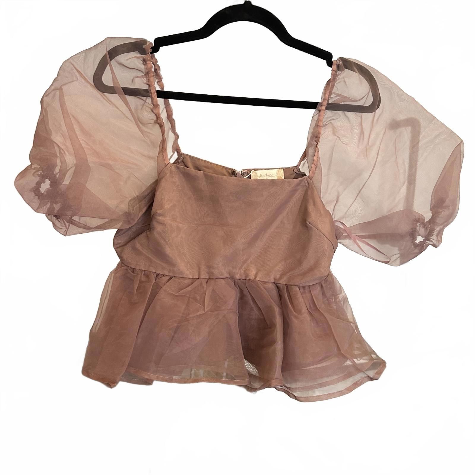 Designer Altard State Sheer Puff Sleeve Top Size M / US 6-8 / IT 42-44 - 1 Thumbnail