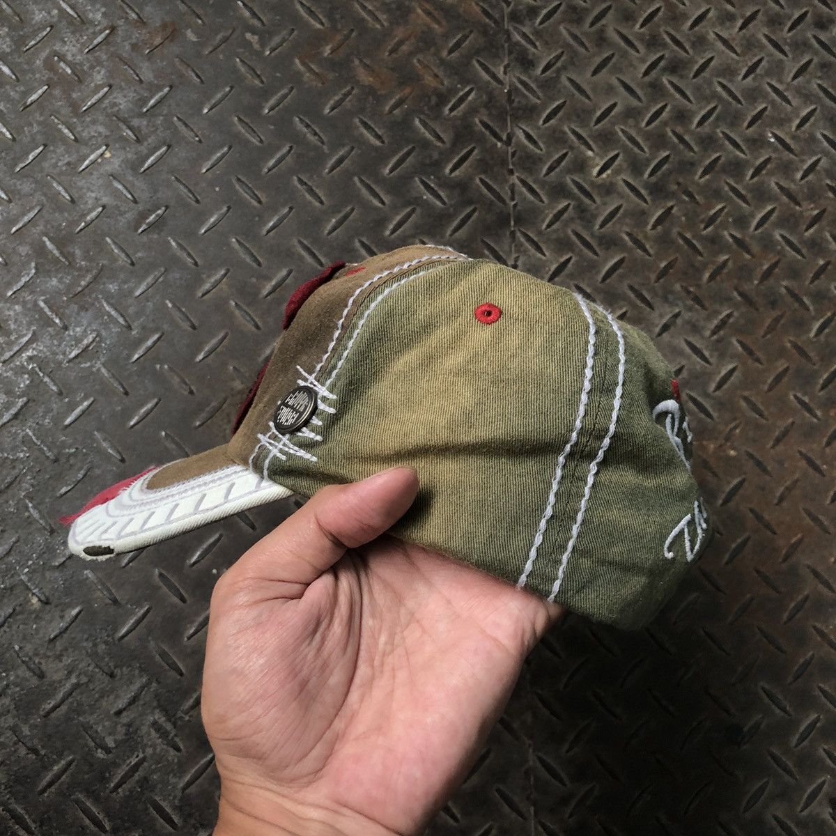 Japanese Brand Vintage Brown Square Sunfaded Distressed Hat Y2K Size ONE SIZE - 4 Thumbnail
