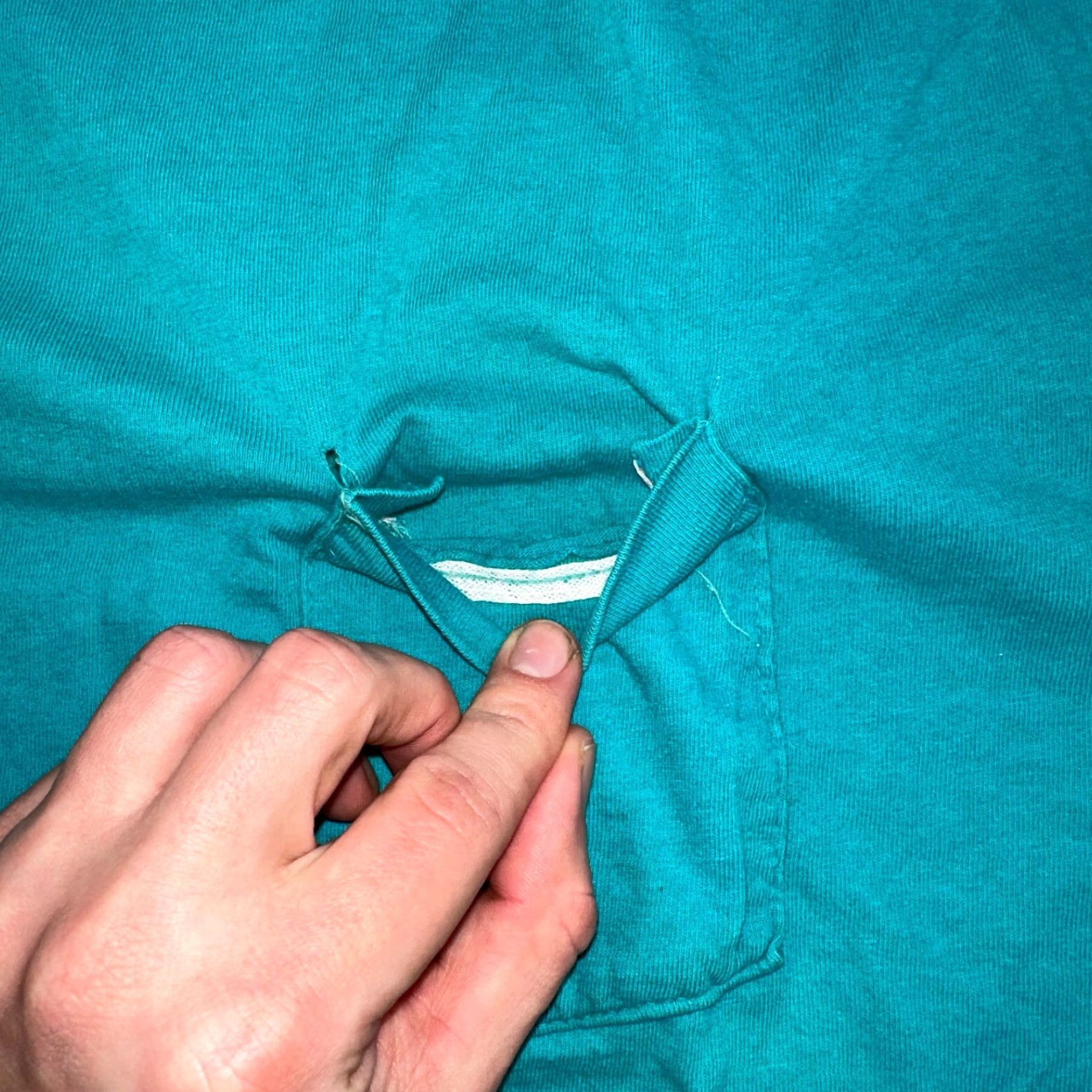 Fruit Of The Loom VINTAGE Fruit of the Loom T Shirt 60s Green Blue Short Sleeve Crew Neck L Mens Size US L / EU 52-54 / 3 - 3 Thumbnail
