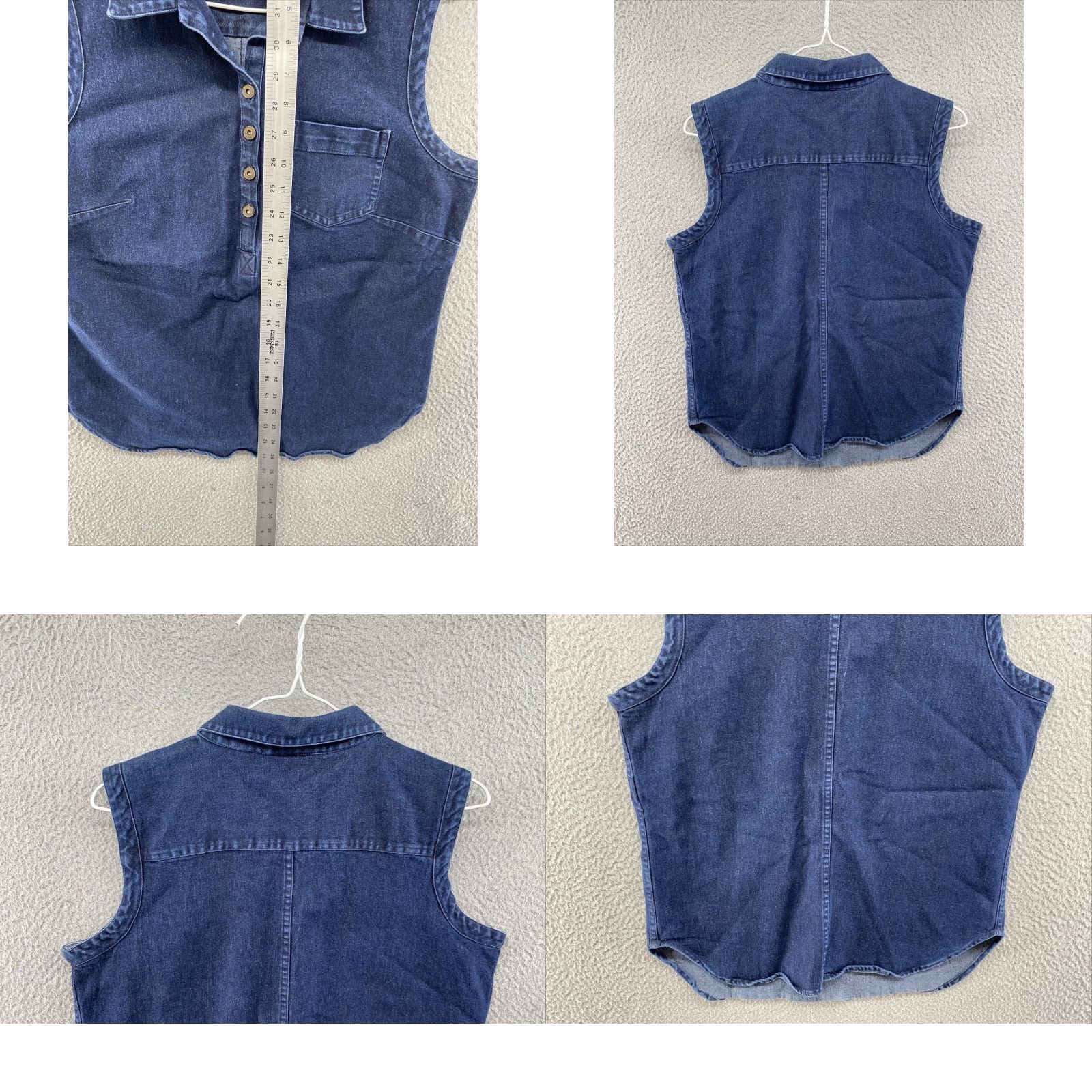 Liz Claiborne Liz Claiborne Liz Wear Dark Denim 1/4 Button Vest Women’s Size Large Jacket/Coat Short Sleeveless Blue 80s 90s American Mens Womens Girls Boys Size L / US 10 / IT 46 - 8 Thumbnail