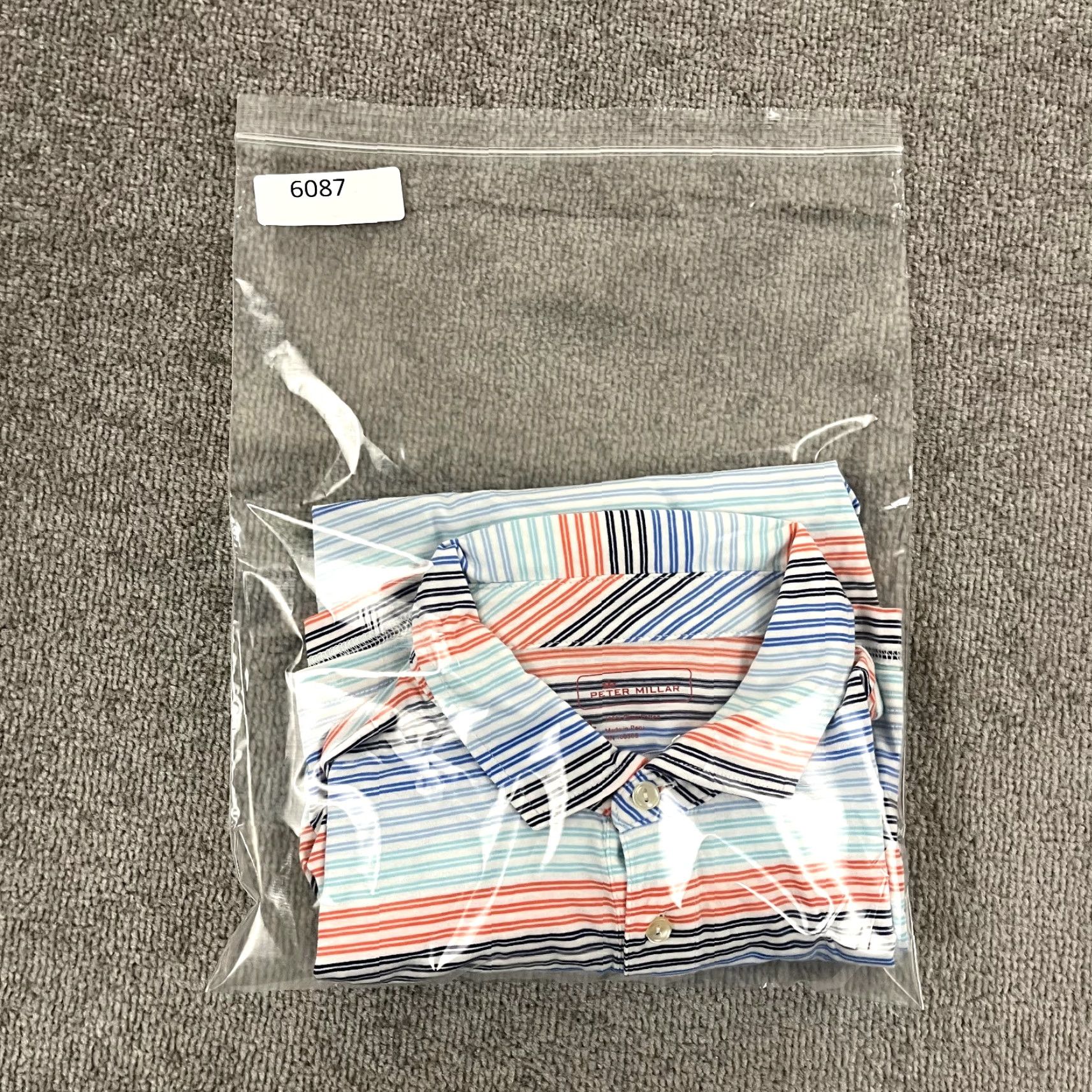 Peter Millar PETER MILLAR Polo Shirt Men Large Multicolor Striped Blue White Pima Cotton Golf Shirt Size US L / EU 52-54 / 3 - 8 Thumbnail