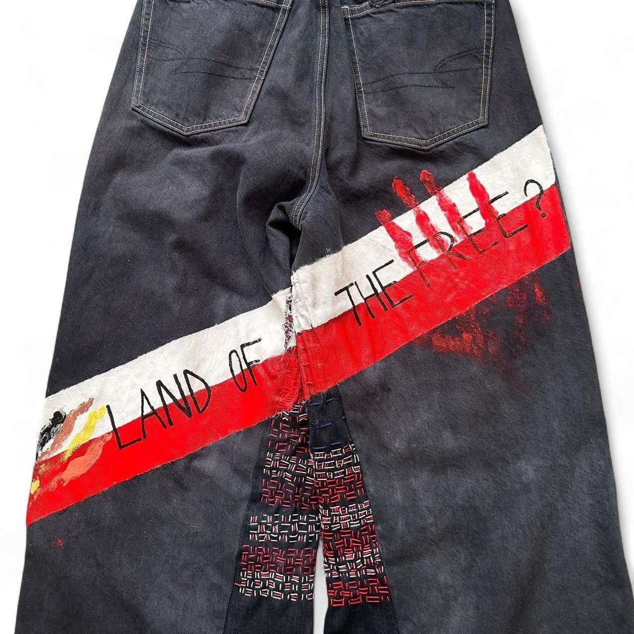 Other 1/1 reworked sashiko stitched flag baggy wide leg denim Size US 28 / EU 44 - 3 Thumbnail