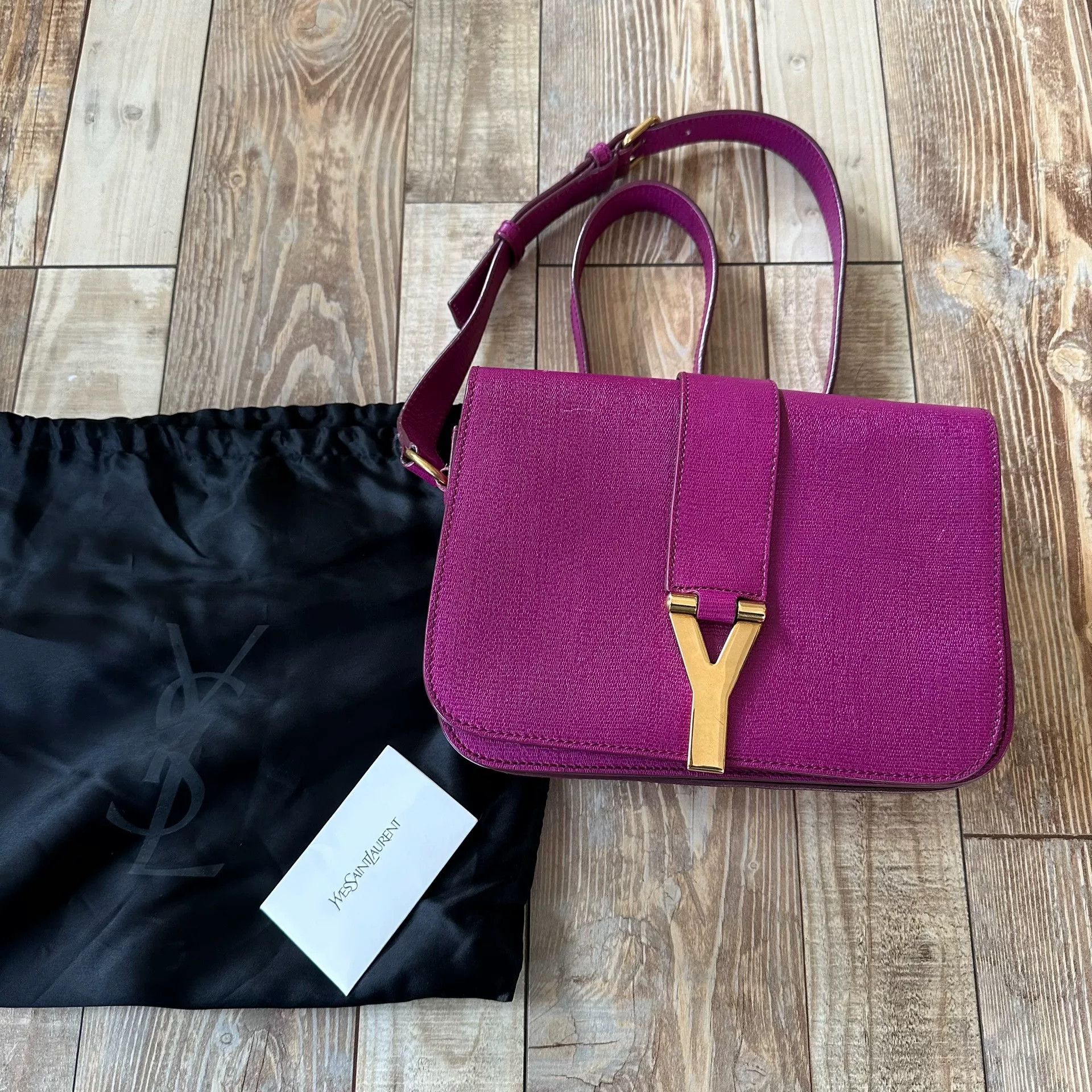 Yves Saint Laurent YSL Y-buckle Leather Pink Crossbody Bag Size ONE SIZE - 1 Thumbnail
