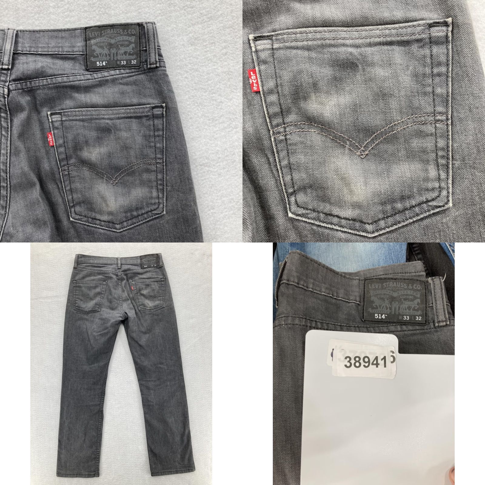 Levi's Levi's 514 Jeans Mens 33x32 Gray Regular Straight Denim 5-Pocket Stretch 99% Cotton Elastane Regular Fit N/A Vintage No Mens Size US 33 - 9 Thumbnail