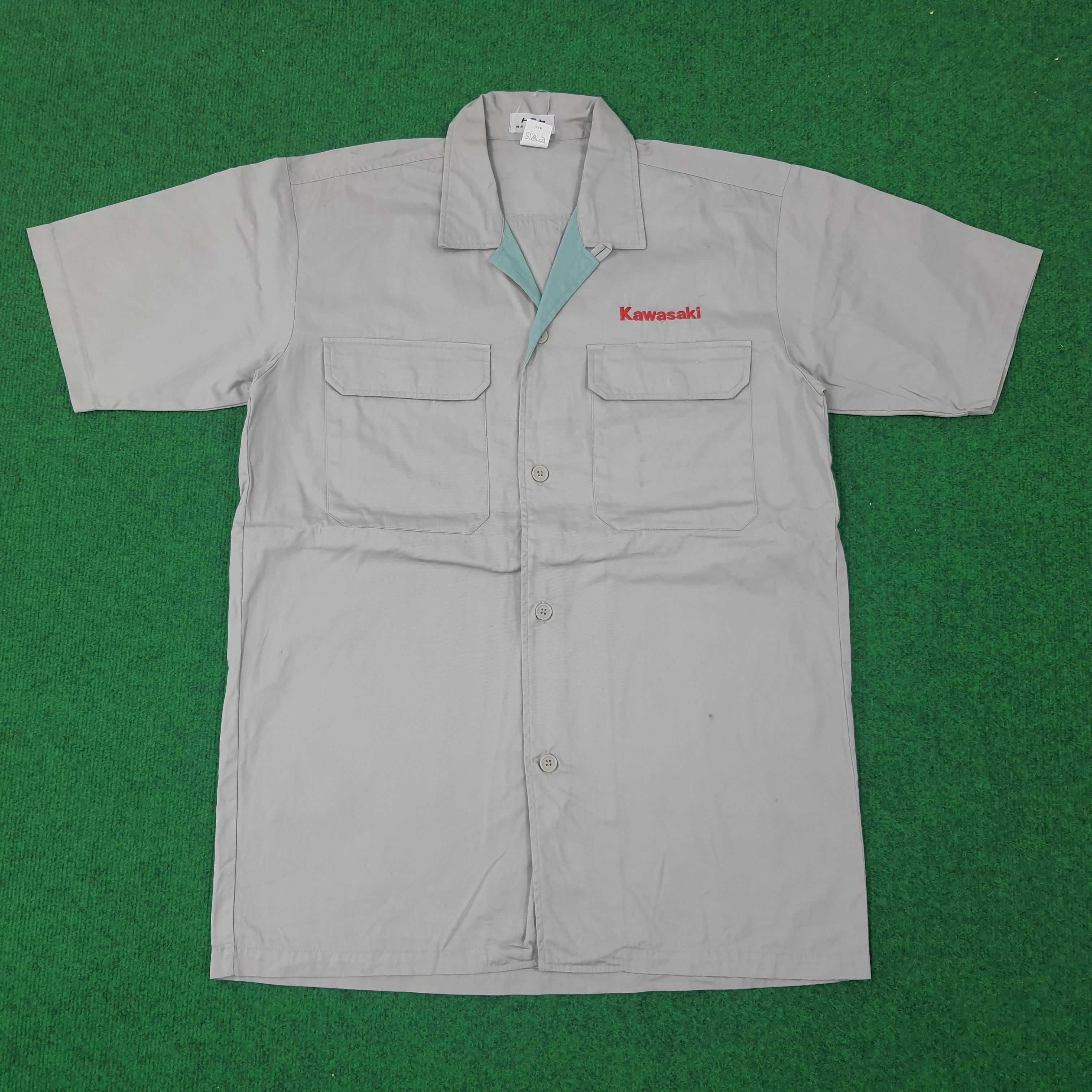 Japanese Brand × Vintage Vintage Kawasaki Japan Brand Racing Bike Work Shirt C219N55 Size US M / EU 48-50 / 2 - 1 Thumbnail