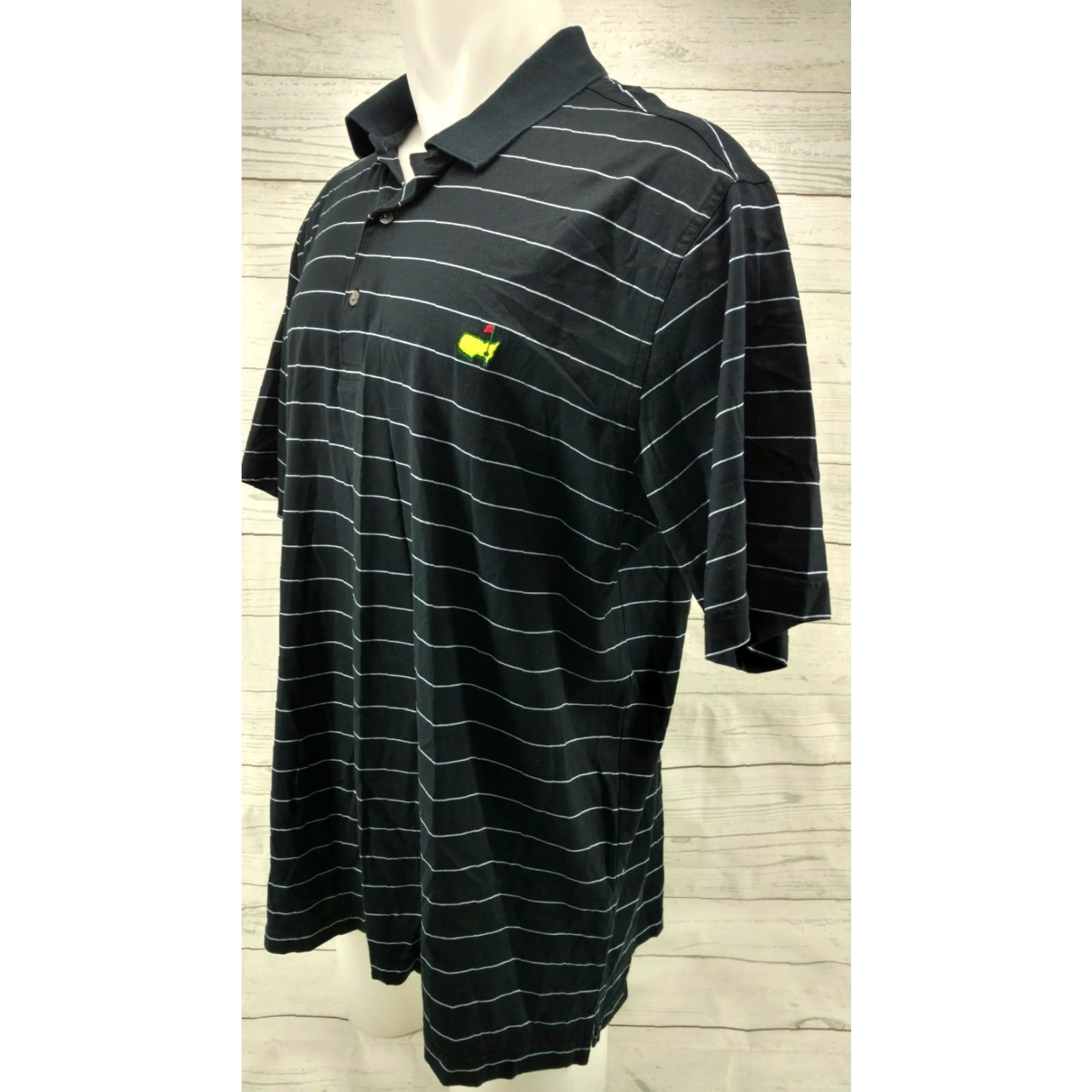 Vintage Amen Corner Dark Blue Masters Golf Logo Striped Shirt XL Shirt Mens Basic Polo Size US XL / EU 56 / 4 - 2 Thumbnail