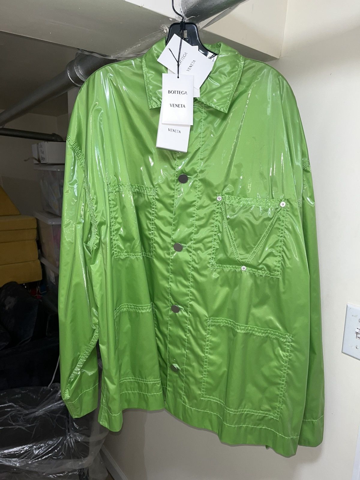 Bottega Veneta Bottega Veneta Acid Green Shiny Jacket Sz 48 Size US M / EU 48-50 / 2 - 7 Thumbnail