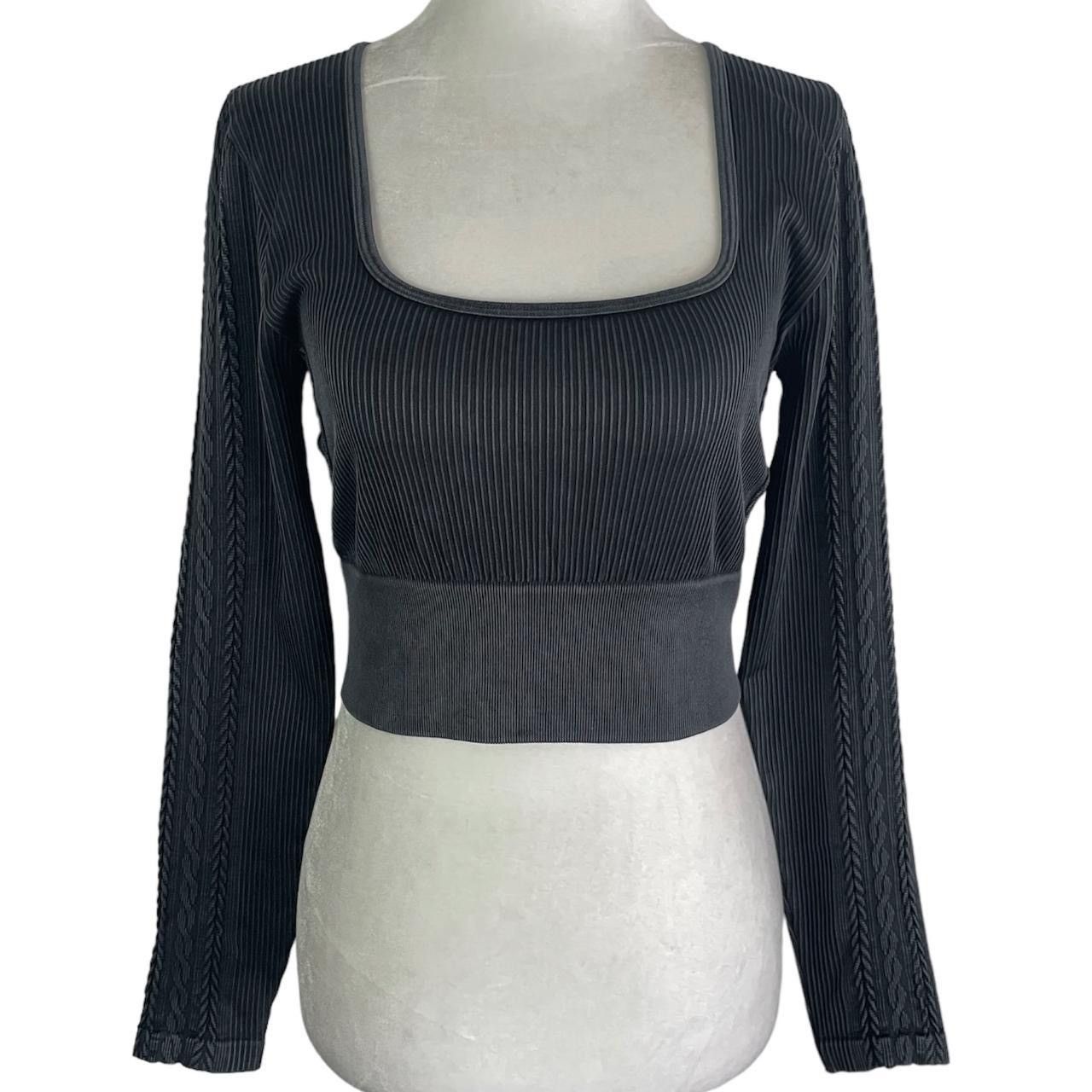American Eagle Outfitters Aerie Seamless Square Neck Long Sleeve Cable Crop Top Size L / US 10 / IT 46 - 4 Thumbnail